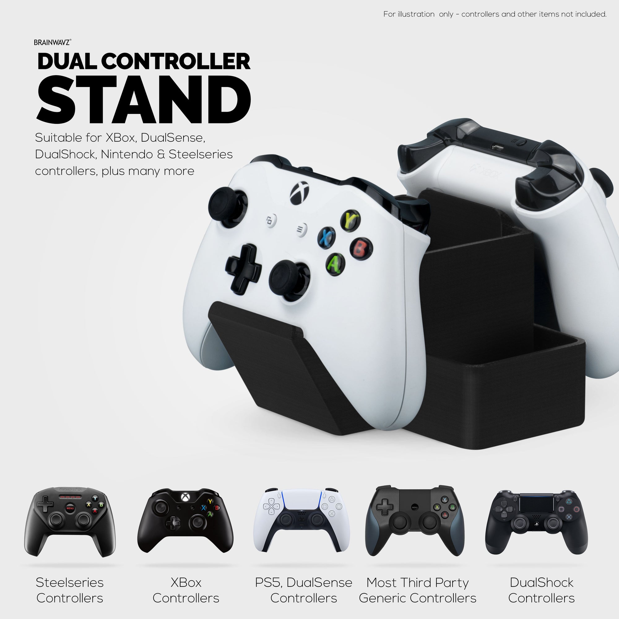 Dual Game Controller, TV Remote &amp; Pen Desk Organizer, Reduce Desktop Clutter, Ideal for Side &amp; Tea Tables, Suitable for All Types of Gamepads, Ample Storage for Stationary &amp; More (D03)