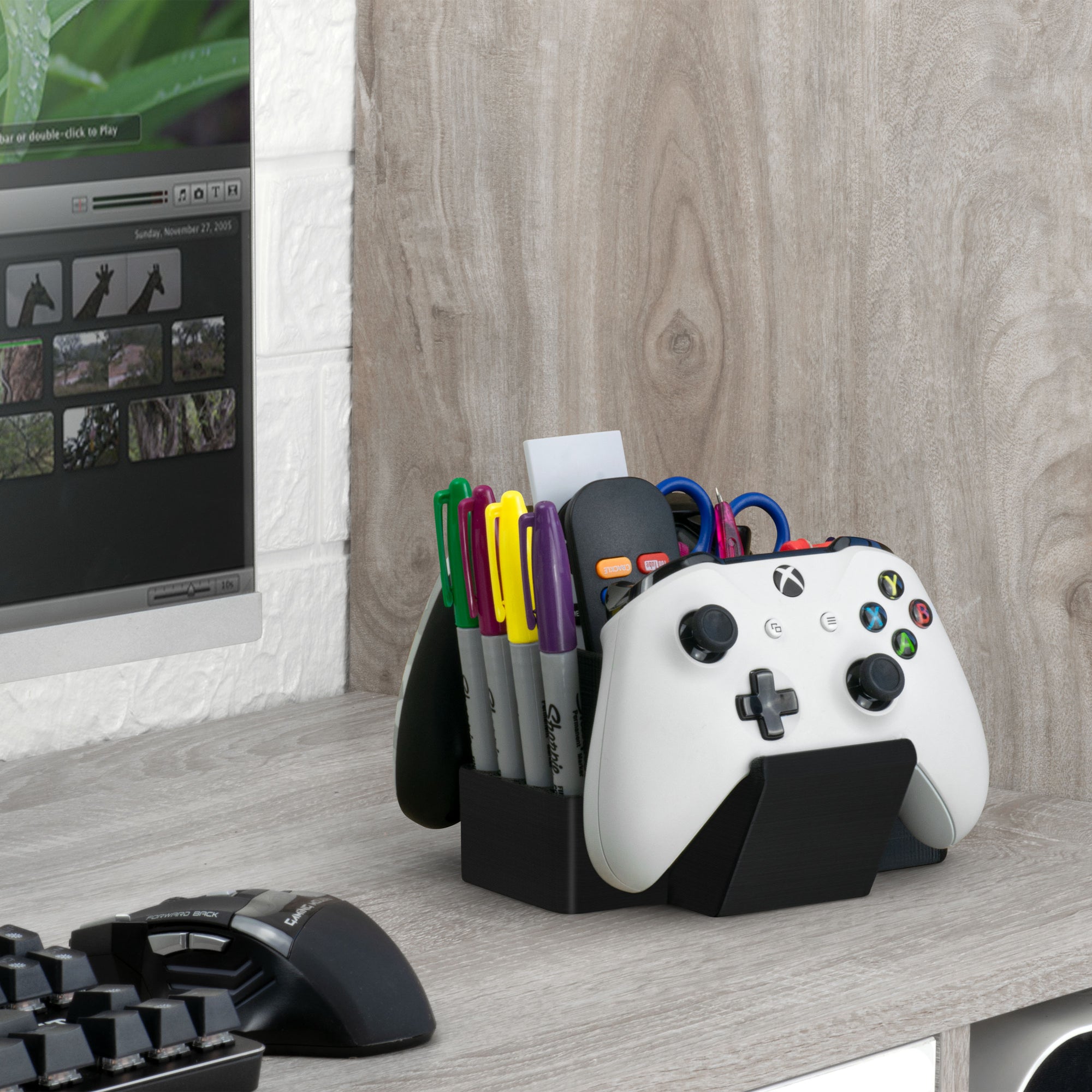 Dual Game Controller, TV Remote &amp; Pen Desk Organizer, Reduce Desktop Clutter, Ideal for Side &amp; Tea Tables, Suitable for All Types of Gamepads, Ample Storage for Stationary &amp; More (D03)