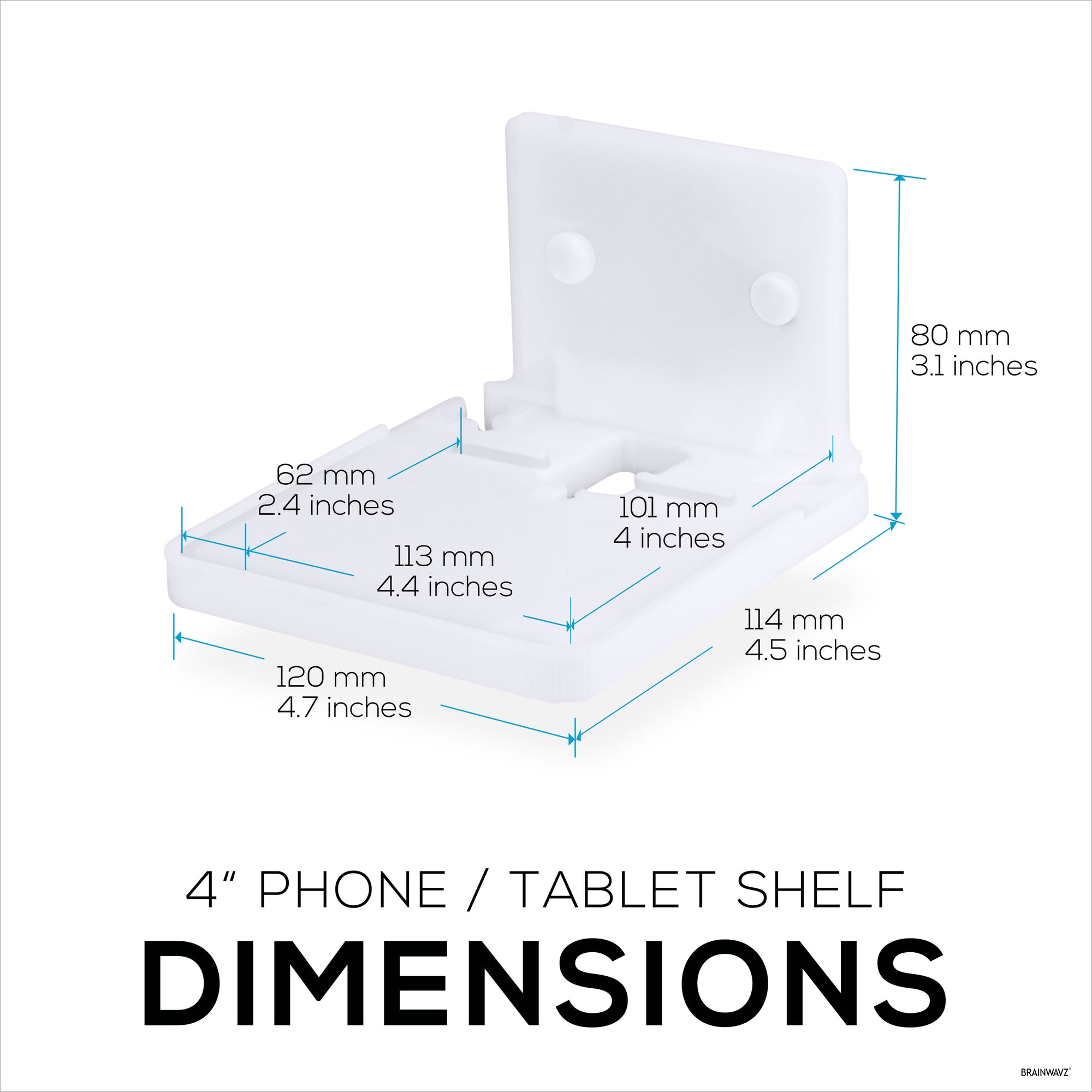 4&quot; Small Wall Mount Shelf with Tablet &amp; Phone Holder, Use for Baby Monitors, Bedside, Decor, Cameras, Speakers &amp; More, Adhesive &amp; Screw-in