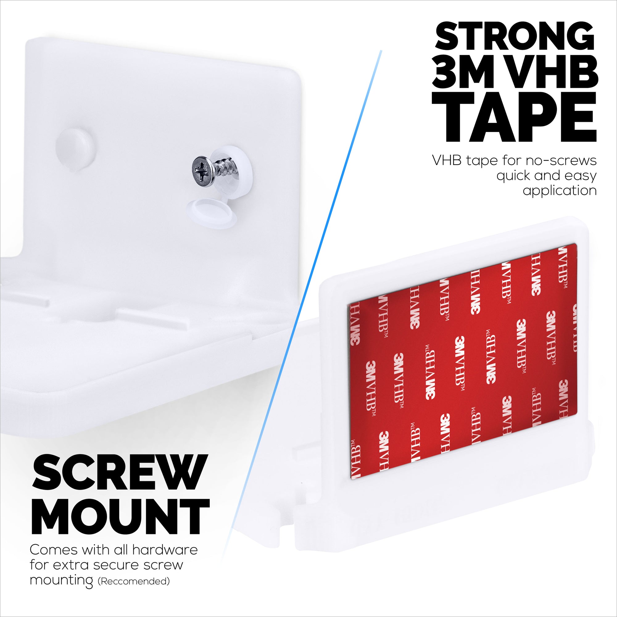 4&quot; Small Wall Mount Shelf with Tablet &amp; Phone Holder, Use for Baby Monitors, Bedside, Decor, Cameras, Speakers &amp; More, Adhesive &amp; Screw-in