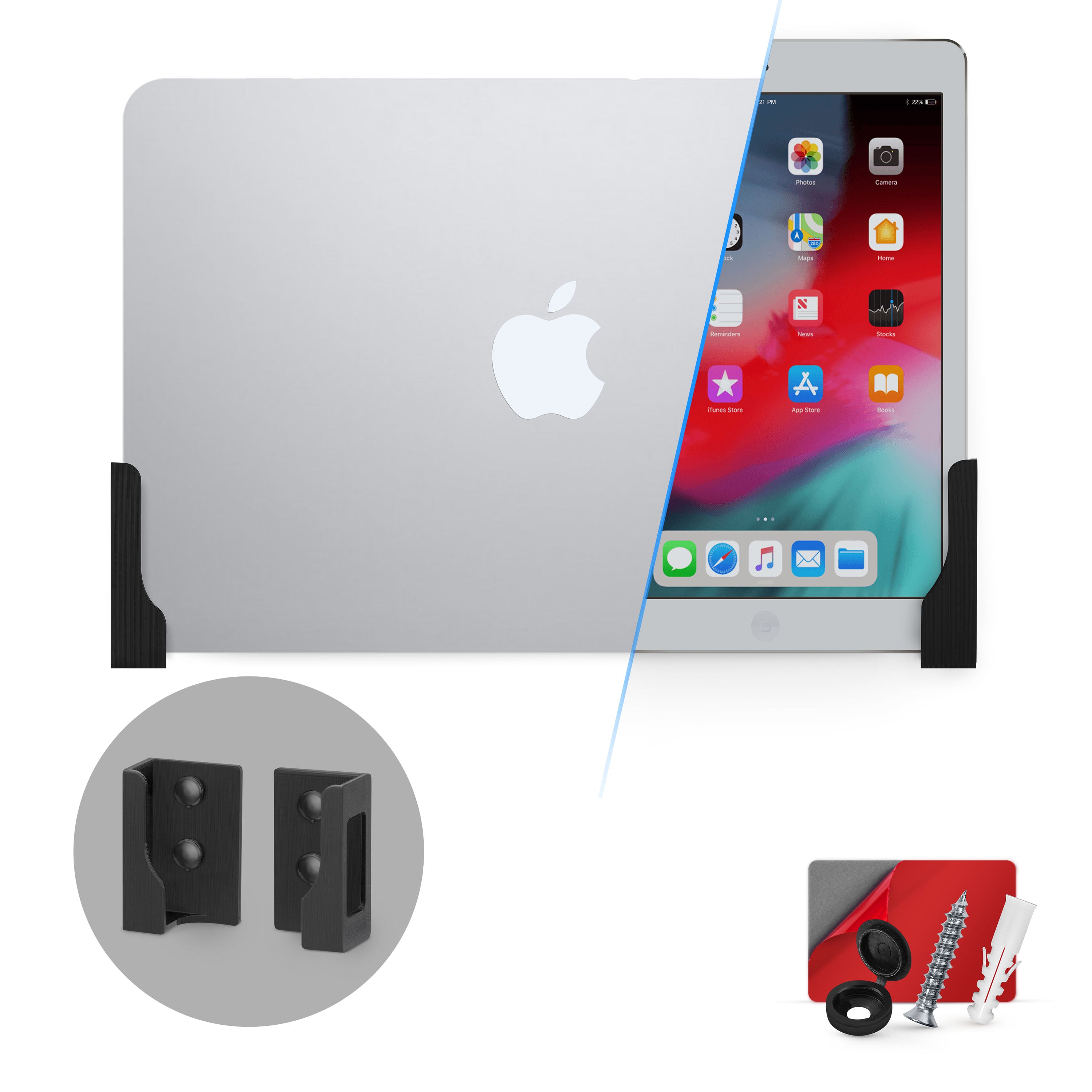 Universal Tablet Wall Mount Dock Holder for iPad Air Mini & Pro, Galaxy Tab  Note, Surface & iPhone, eBooks, Kindle & More - Brainwavz Audio