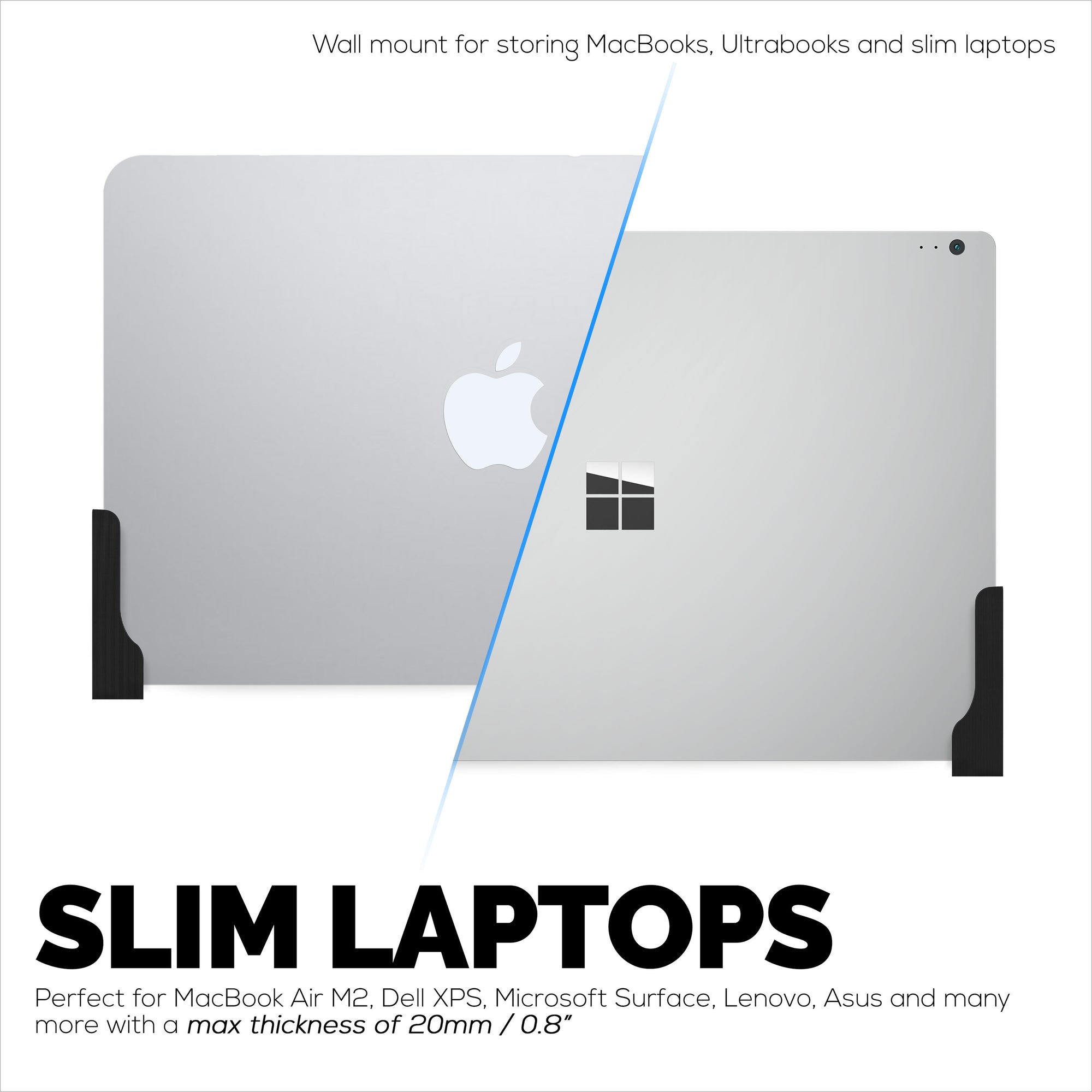 Adhesive Tablet &amp; Slim Laptop Wall Mount Holder for iPad, Android, Macbook, Surface, iPad Air, Mini &amp; Pro, Galaxy Tab Note eBooks, Kindle &amp; More