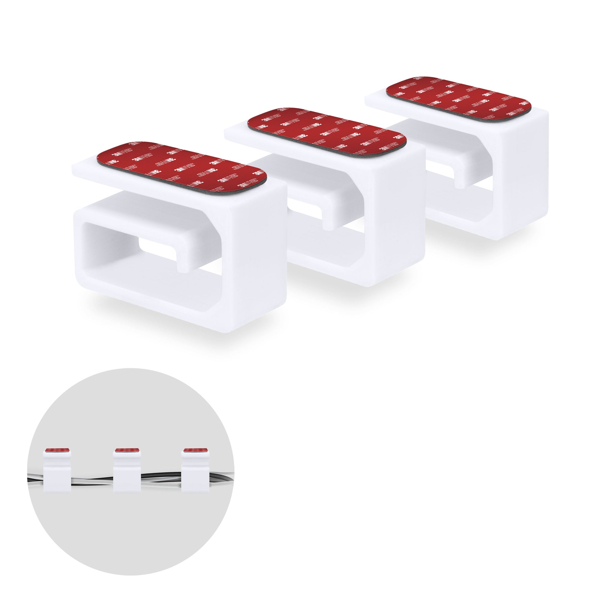 3pc VHB Adhesive Cable Organizer Holder, For Heavy Cables, PC Cords &amp; Wires with Strong Adhesive, Under Desk Mount Management - Small