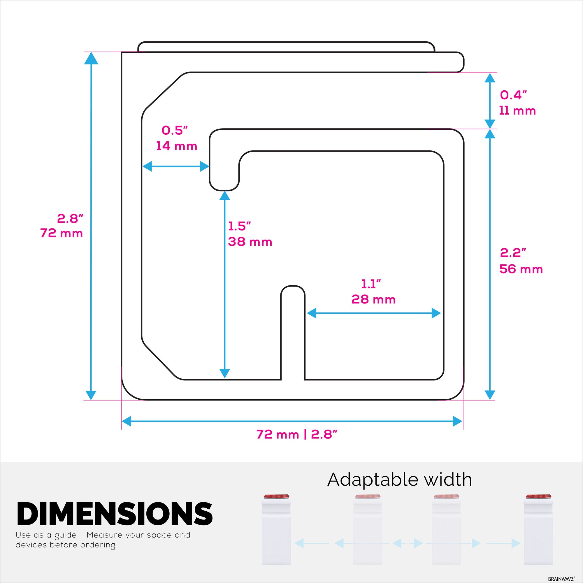 3pc VHB Cable Organizer Holder, For Heavy Cables, PC Cords &amp; Wires with Strong Adhesive, Under Desk Mount Management System - Large