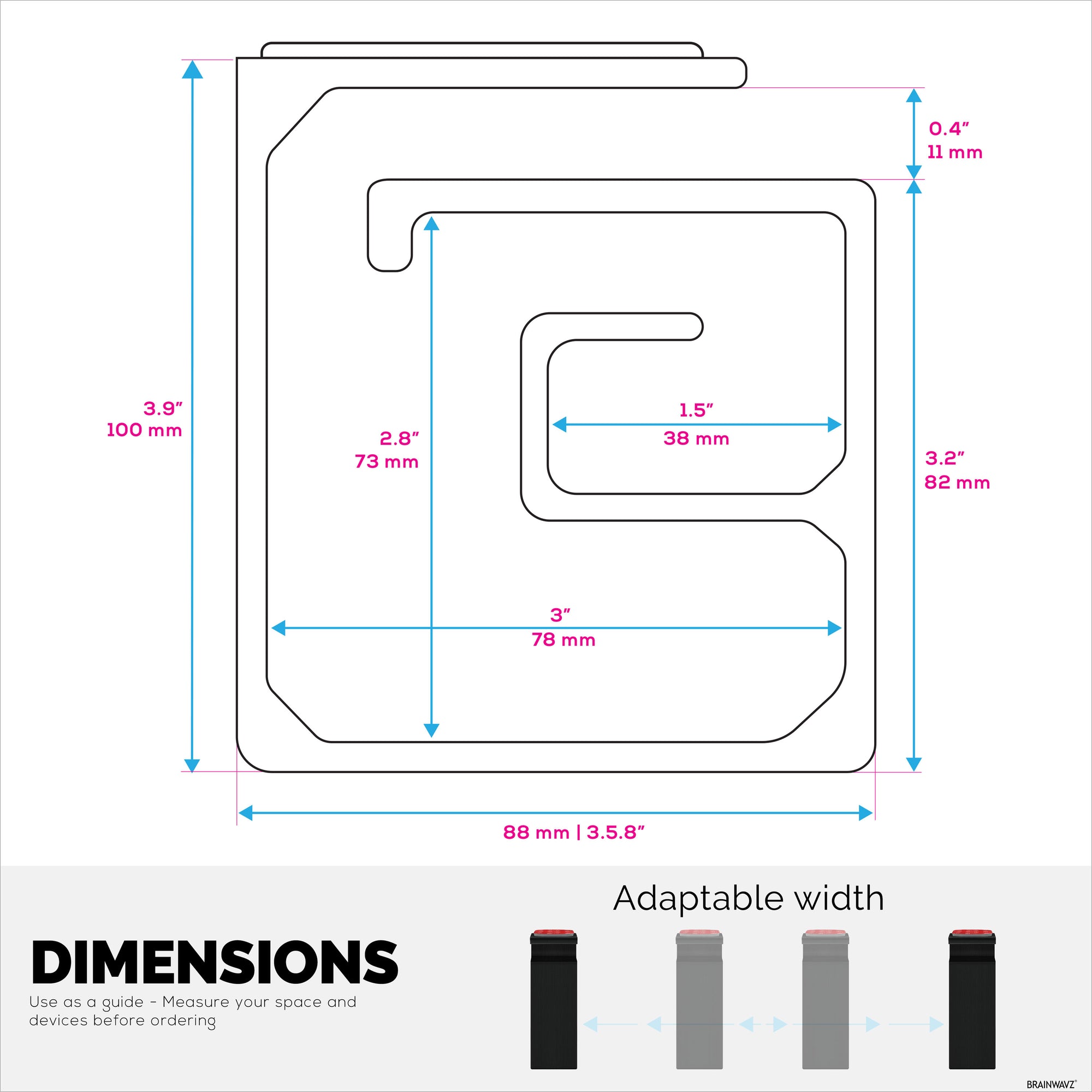 3pc VHB Cable Organizer Holder, For Heavy Cables, PC Cords &amp; Wires with Strong Adhesive, Under Desk Mount Management System - XL