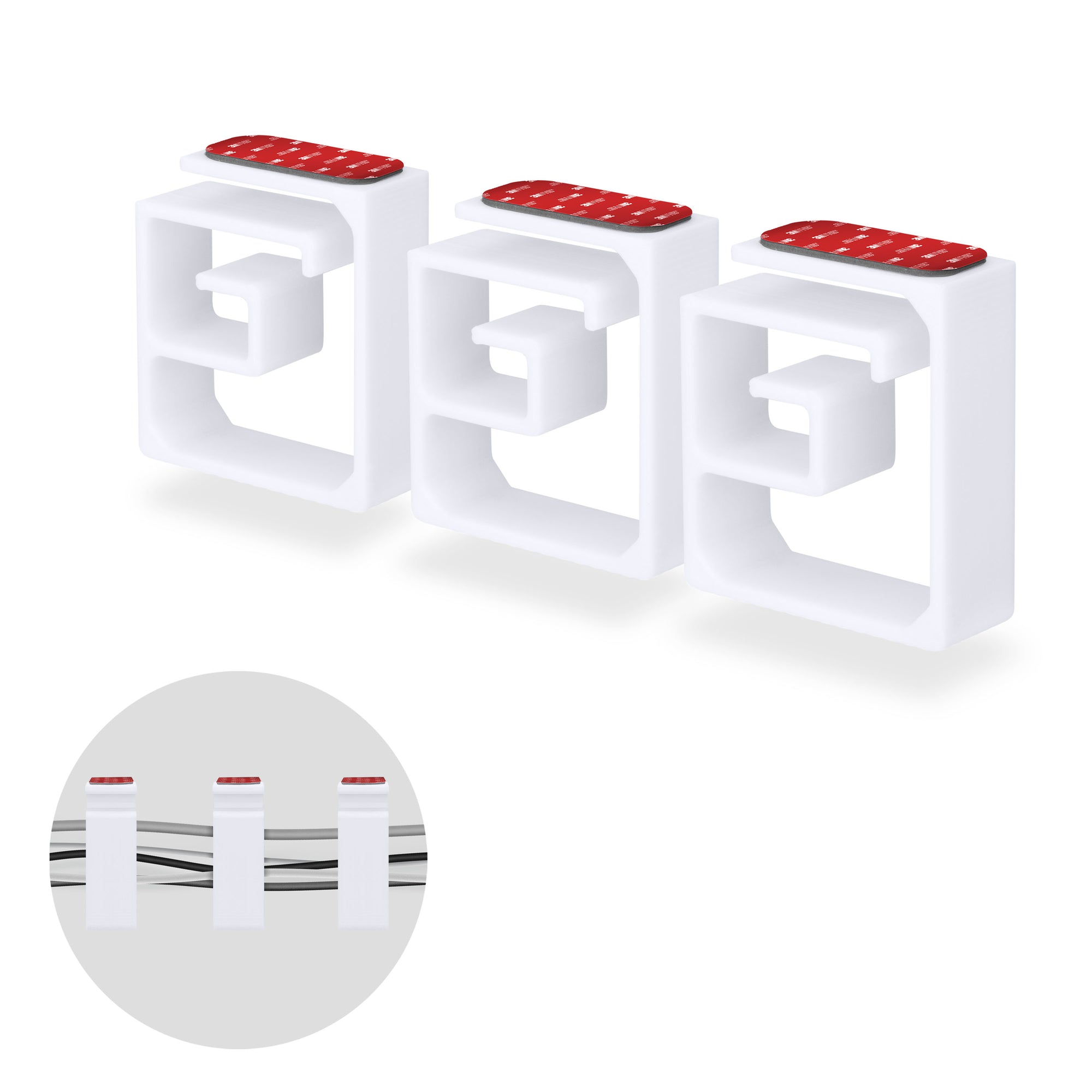 3pc VHB Cable Organizer Holder, For Heavy Cables, PC Cords &amp; Wires with Strong Adhesive, Under Desk Mount Management System - XL