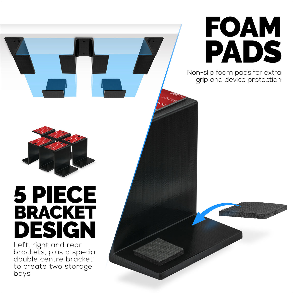Computer Mount Devic Twin Under Desk Laptop & Device Mount, Adhesive & Screw In, Devices ...