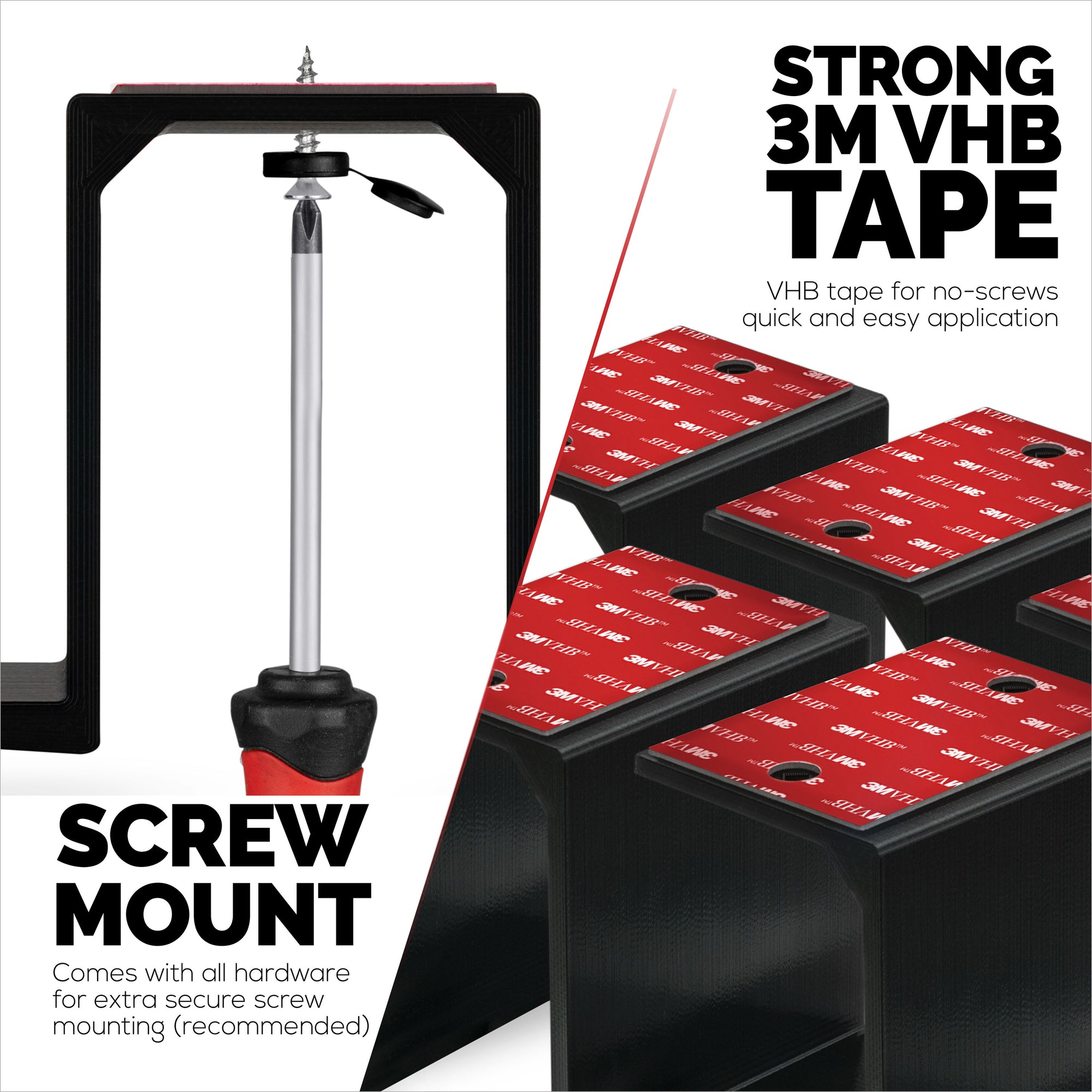 Twin Under Desk Laptop &amp; Device Holder Mount, Adhesive &amp; Screw In, Devices upto 3&quot; Like Small Computers Laptops Macbook Surface Keyboard Routers Modems Cable Box Network Switch &amp; More