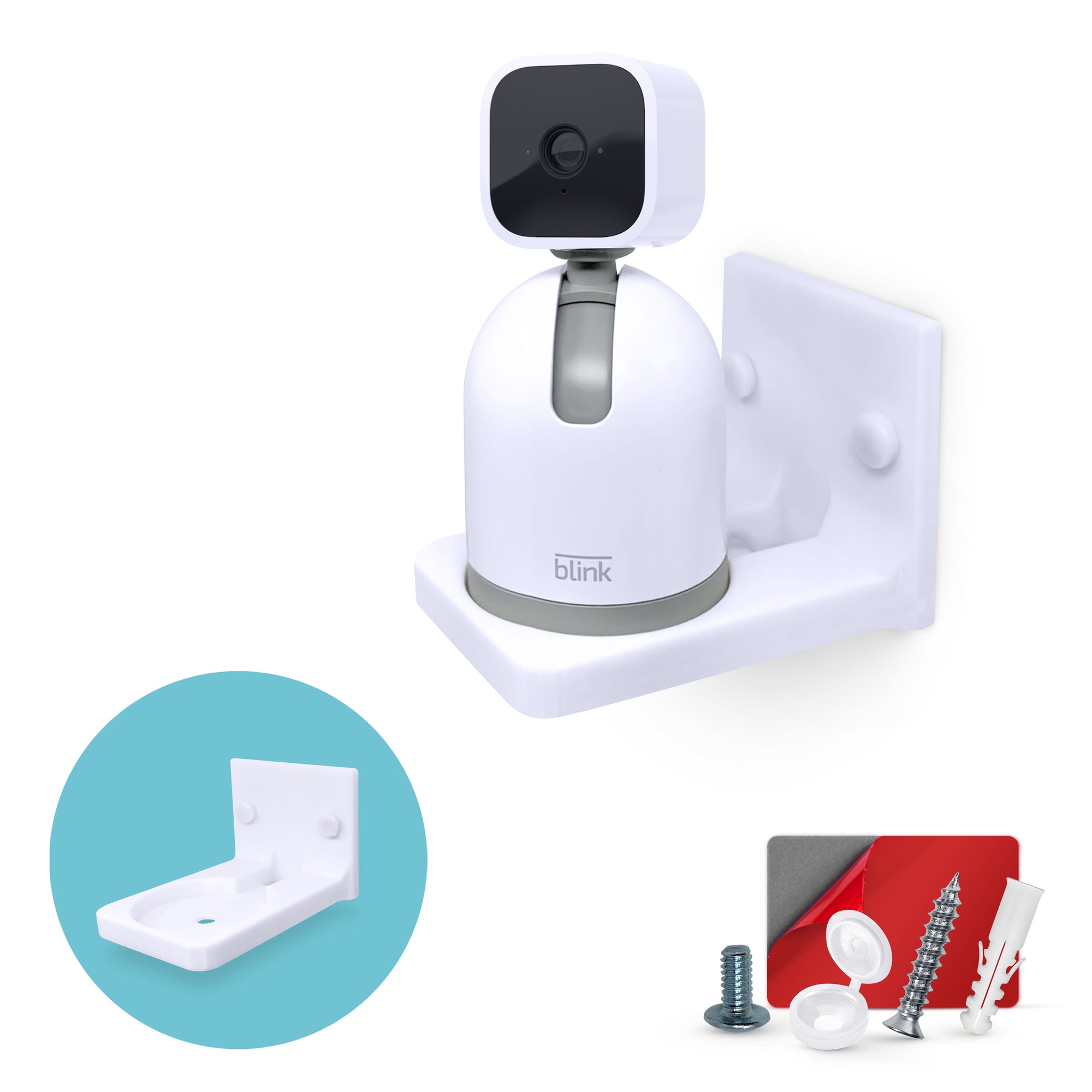 Wall Mount for Blink Mini Pan Tilt Accessory, Security Camera Holder, Adhesive & Screw-In