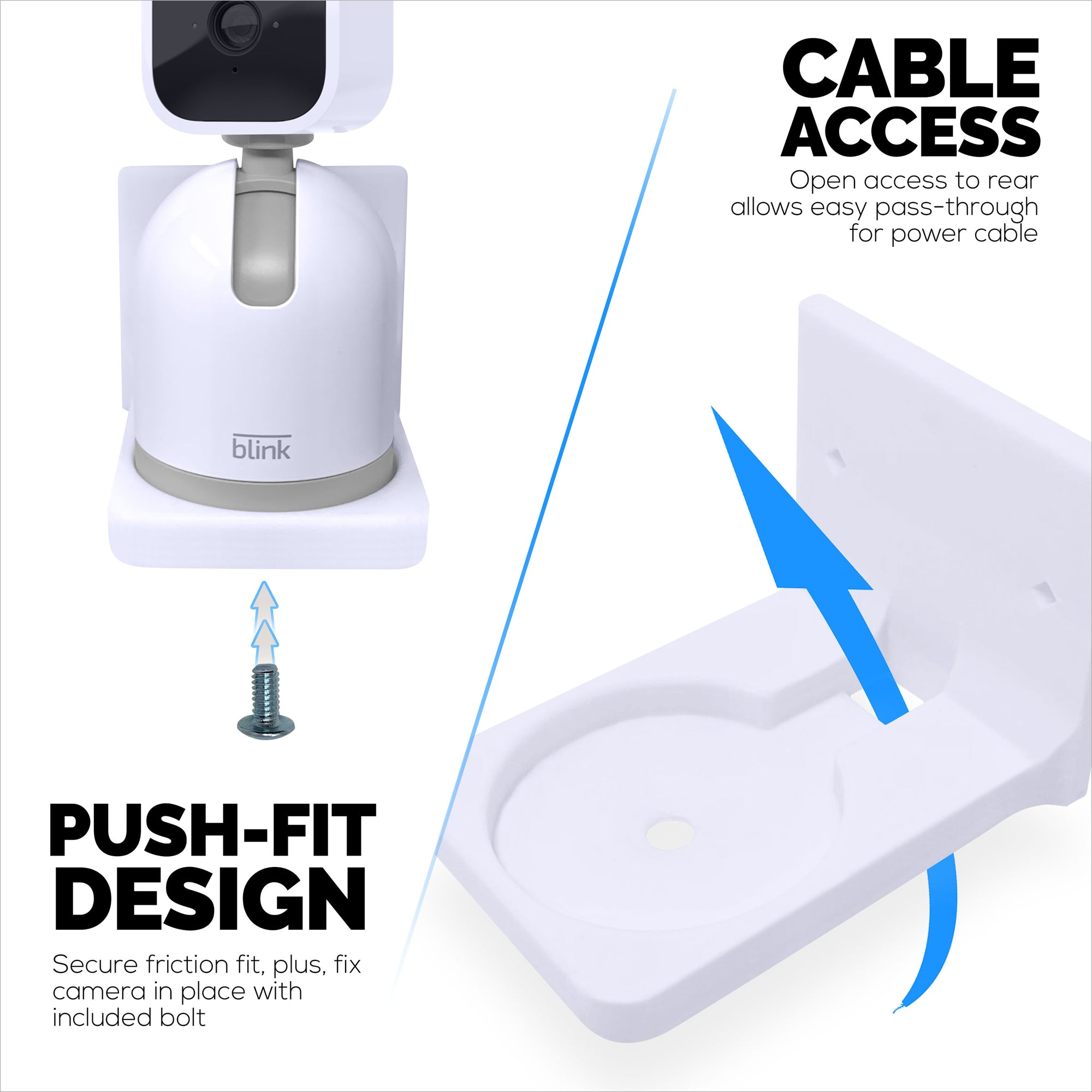 Wall Mount for Blink Mini Pan Tilt Accessory, Security Camera Holder, Adhesive &amp; Screw-In