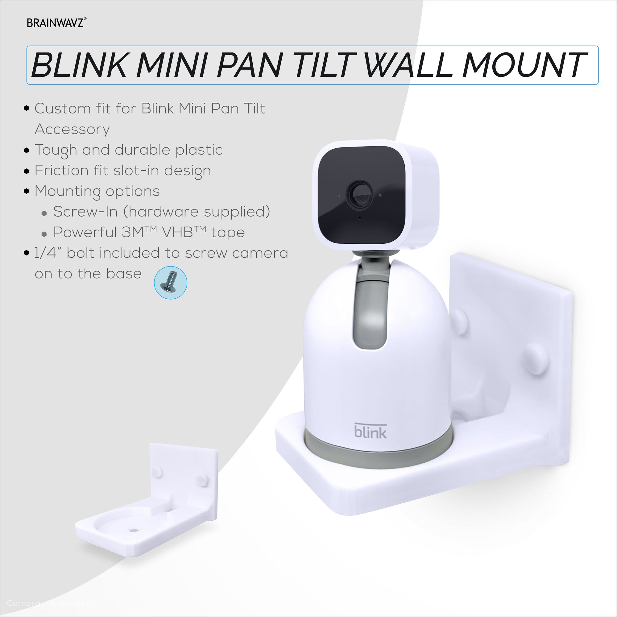 Wall Mount for Blink Mini Pan Tilt Accessory, Security Camera Holder, Adhesive &amp; Screw-In