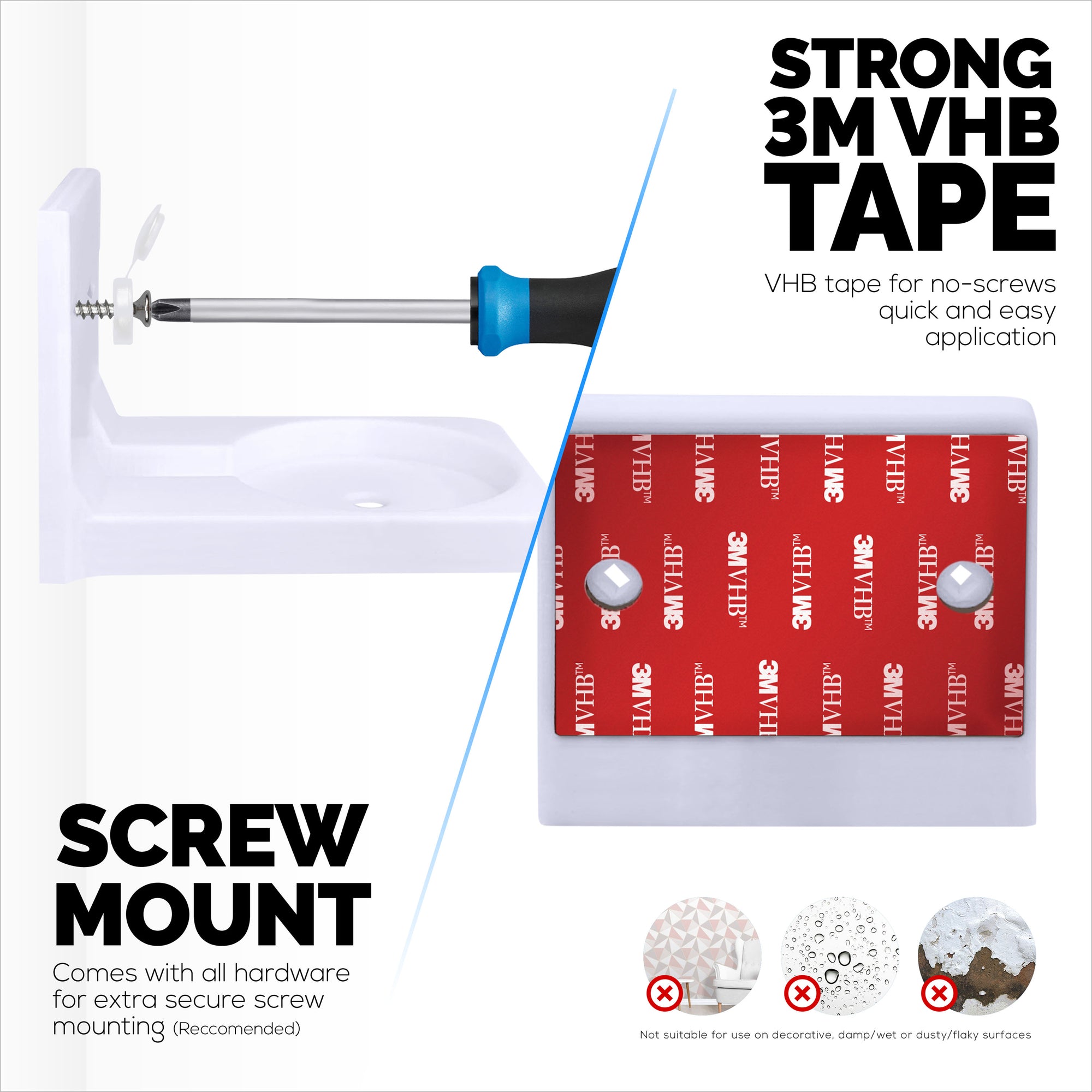 Wall Mount for Blink Mini Pan Tilt Accessory, Security Camera Holder, Adhesive &amp; Screw-In