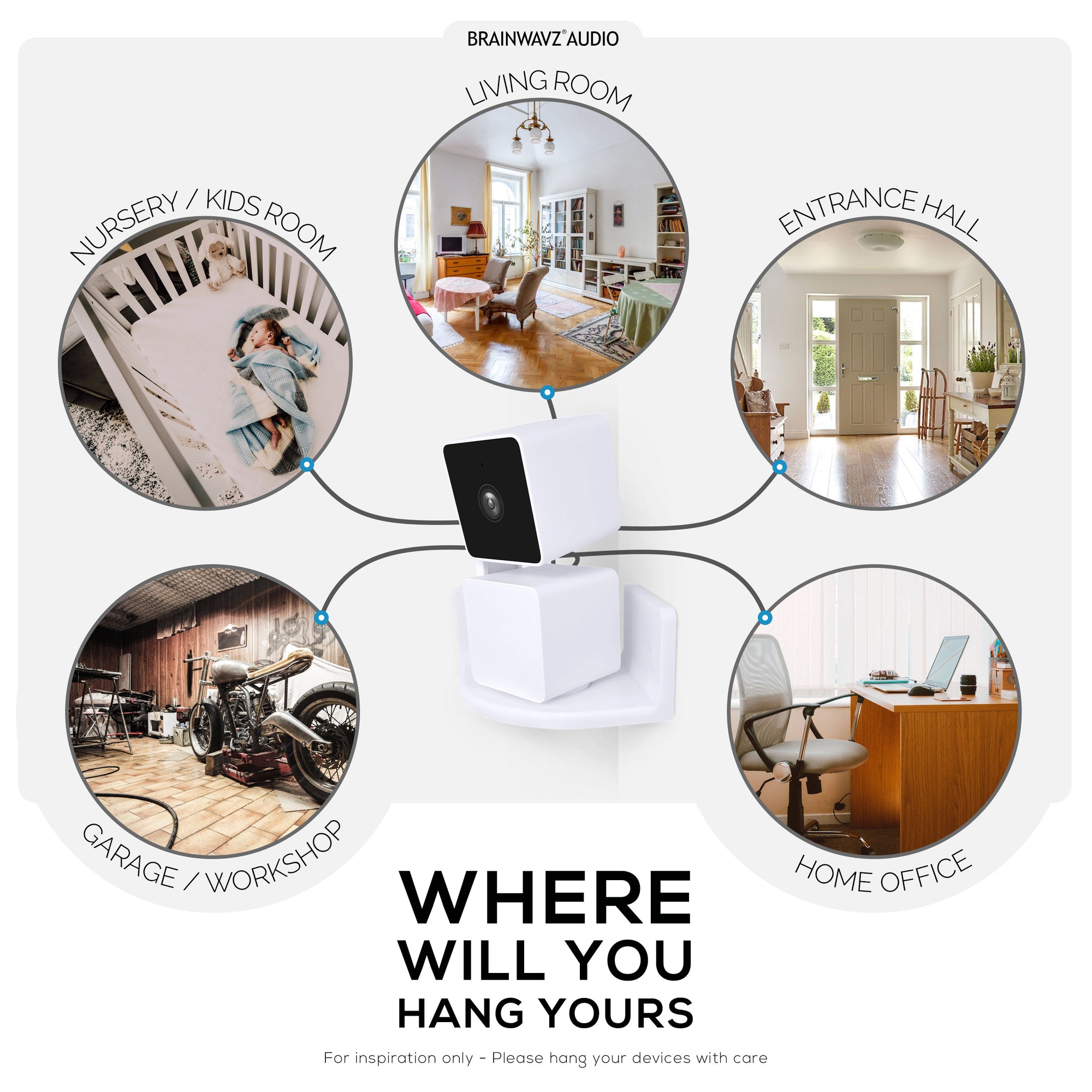 Corner Wall Mount for Wyze Cam Pan V3 Security Camera Holder, Screw-in Or VHB Stick On