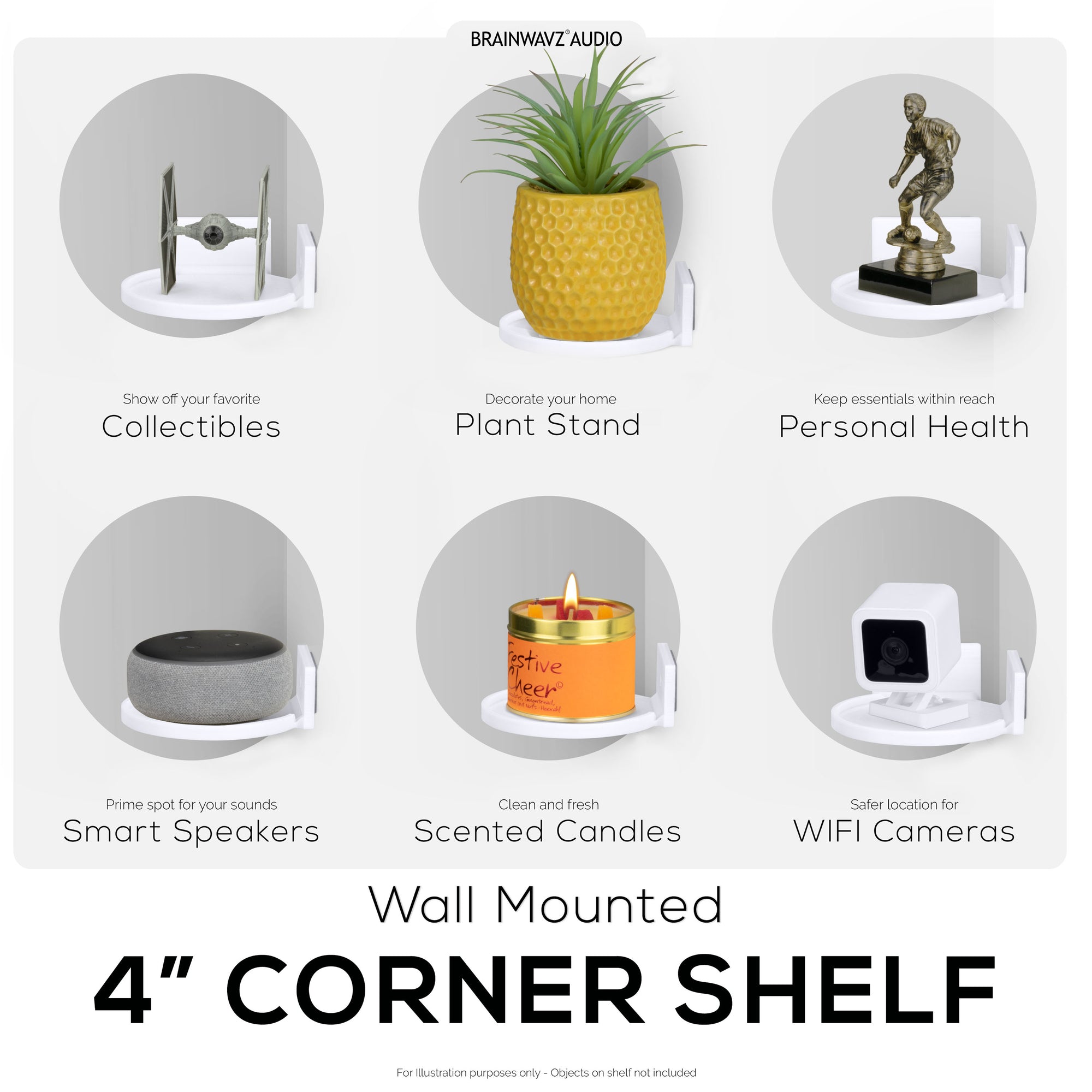رف عائم صغير مقاس 4 بوصات ، لاصق ومسمار ، لمكبرات الصوت التي تعمل بالبلوتوث ، والكاميرات ، والنباتات ، والألعاب ، والكتب والمزيد ، ورفوف سهلة التركيب على الحائط (أبيض)