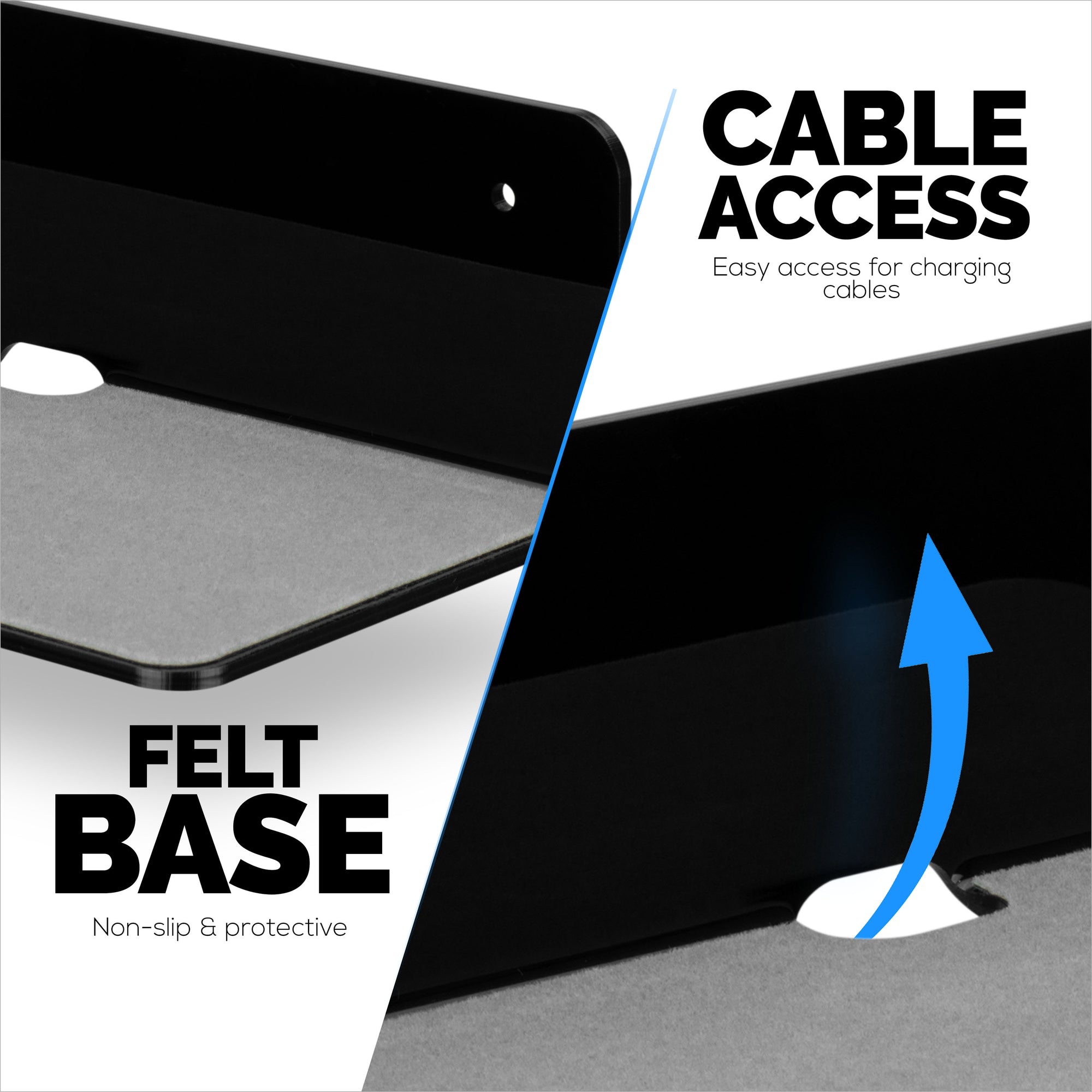 (2 Pack) 9” Floating Shelf Bluetooth Speaker Stand, Adhesive &amp; Screw Wall Mount, Anti Slip, for Cameras, Baby Monitors, Webcam, Router, Wide Universal Holder Shelves by Brainwavz (SHELF23)