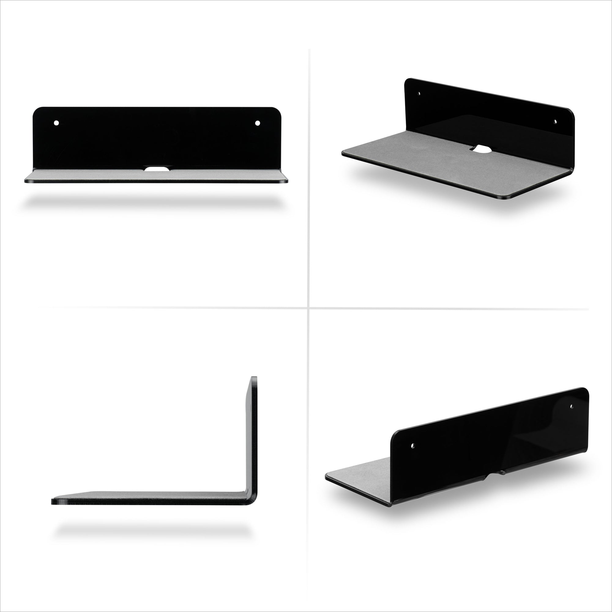 (2 Pack) 9” Floating Shelf Bluetooth Speaker Stand, Adhesive &amp; Screw Wall Mount, Anti Slip, for Cameras, Baby Monitors, Webcam, Router, Wide Universal Holder Shelves by Brainwavz (SHELF23)