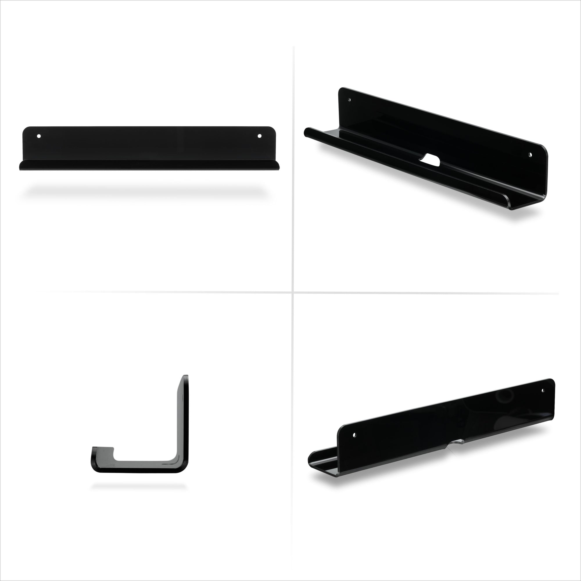 2-Pack 12&quot; Slim Floating Shelf Mount, Adhesive or Screw Mount, for Tablets, Vinyl Records, Picture Frames, Phones, Universal Holder Shelves