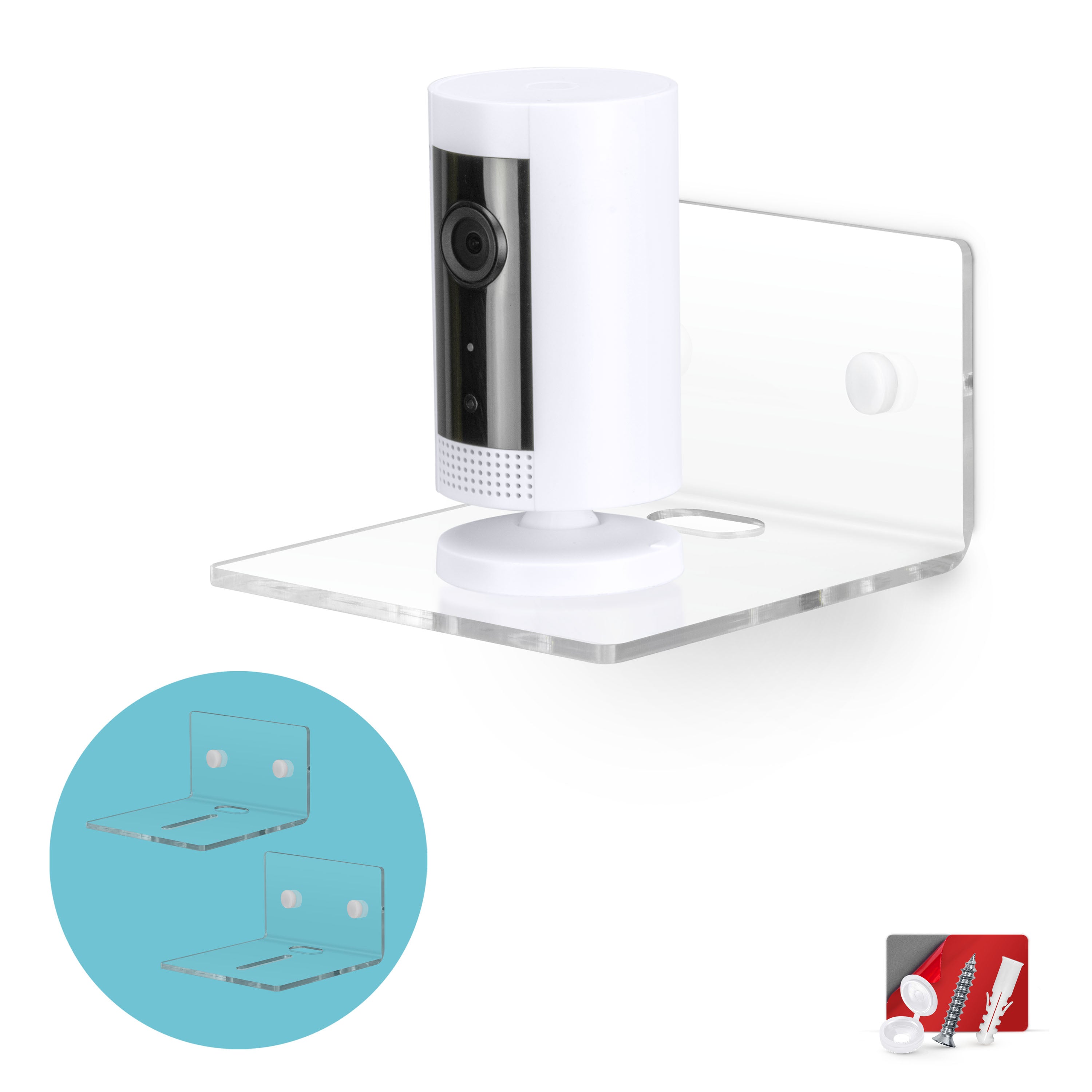 Adhesive Transparent Monitor Floating Shelf For Security Cameras