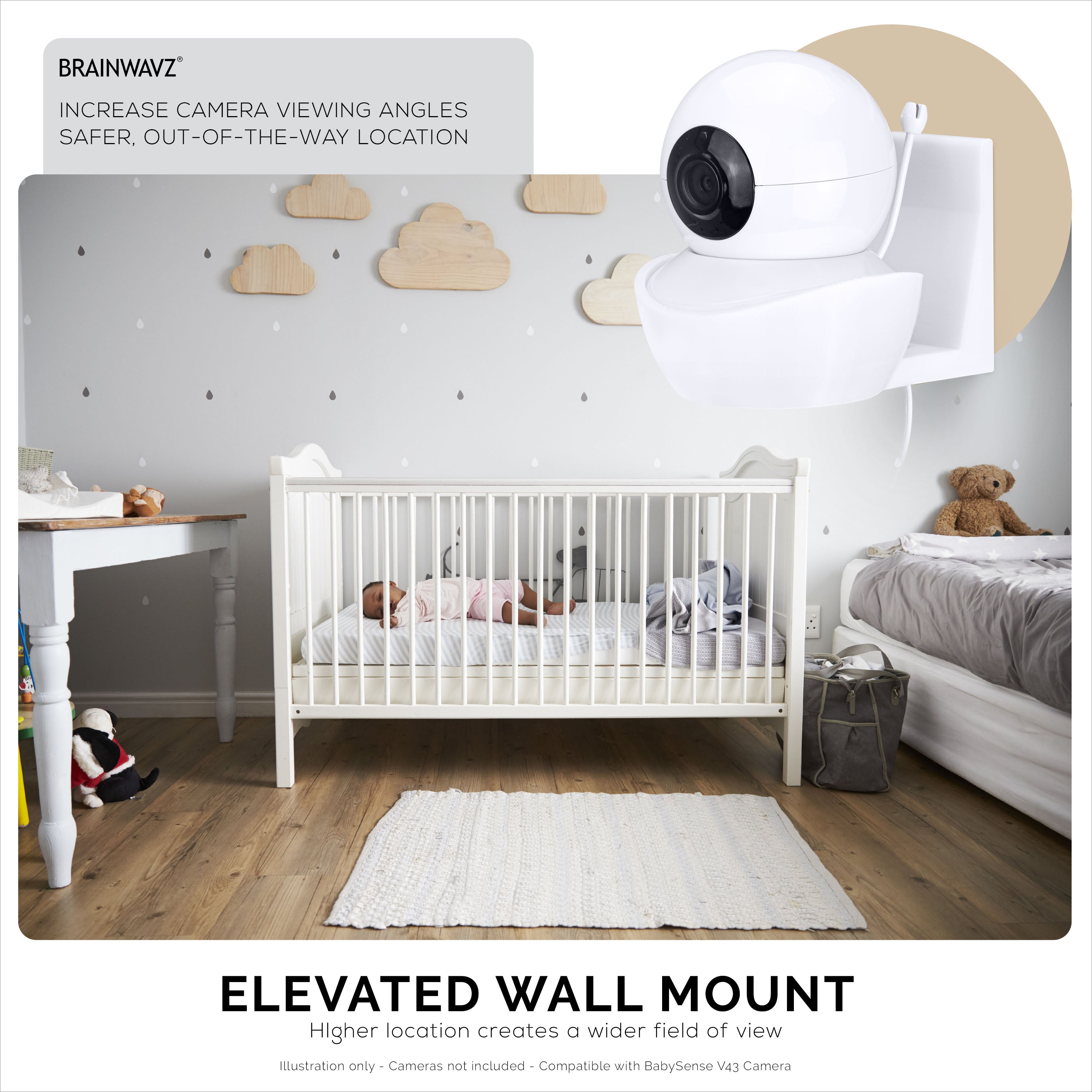 maxi-cosi baby monitor wall mount Wall Mount for BabySense V43 Baby Monitor Camera - Adhesive Holder, Ea