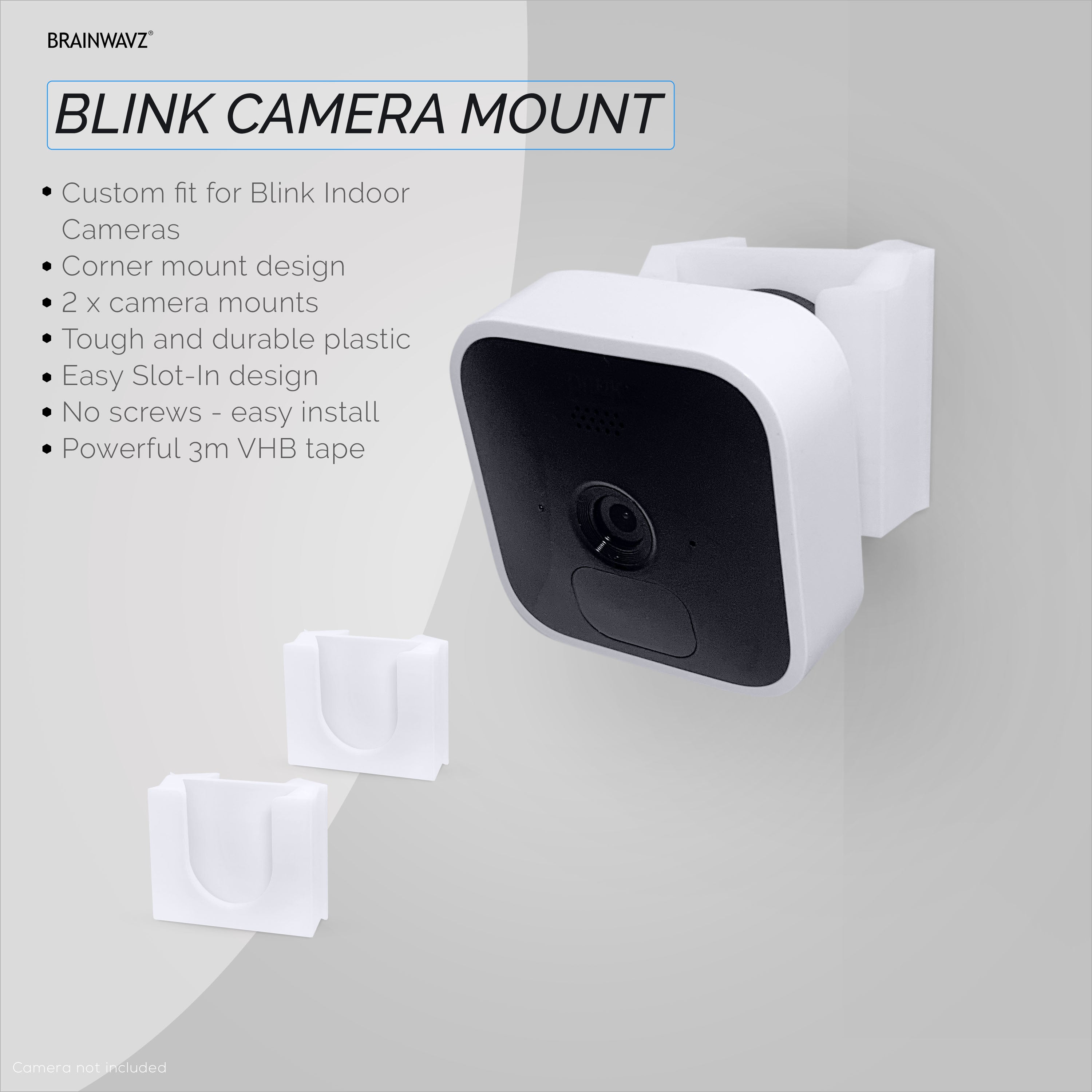 Adhesive Blink Indoor Corner Camera Mount (3rd Gen), 2 Pack Holder, No  Hassle Installation, No Screws, No Mess Bracket Stand - Brainwavz Audio