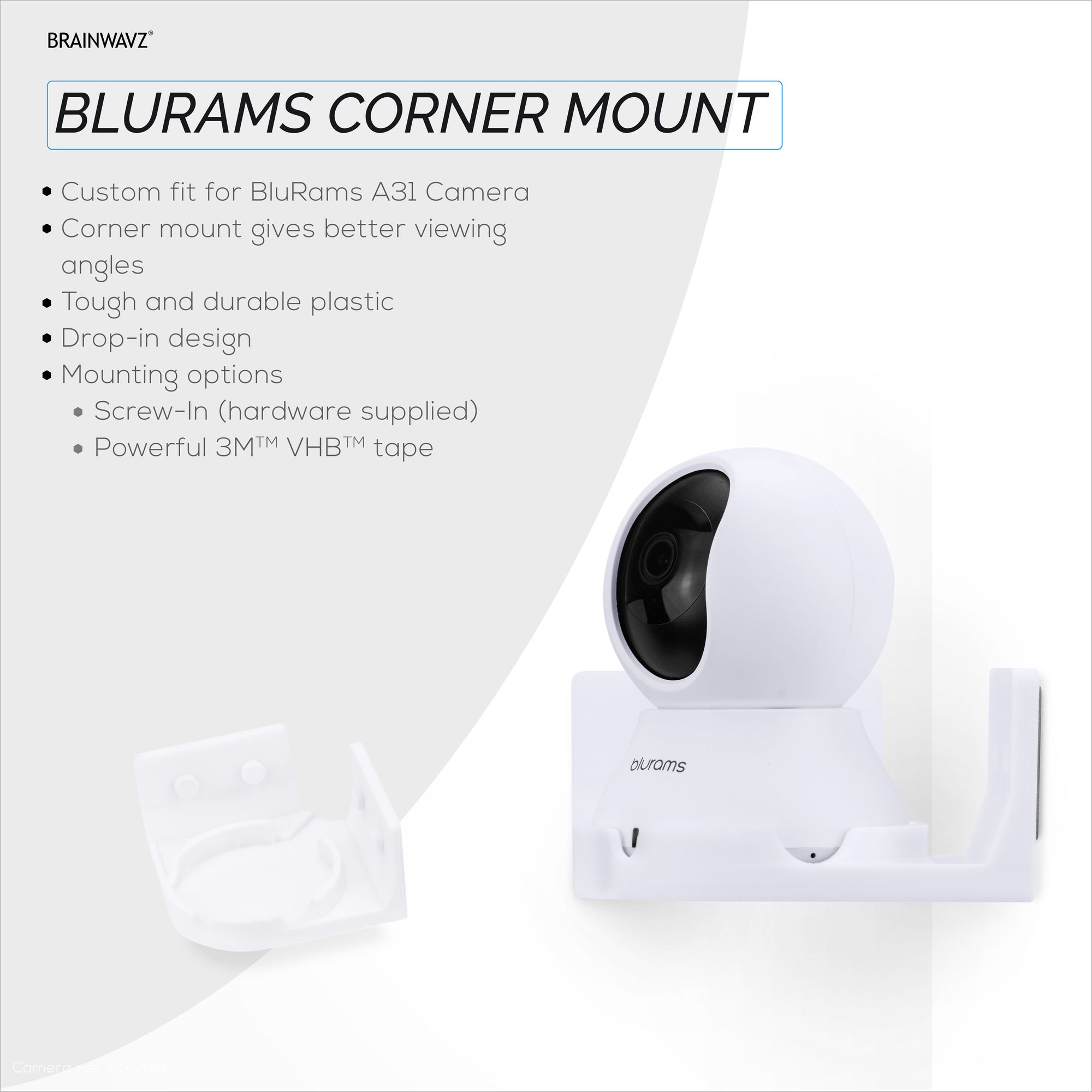Corner Wall Mount for Blurams A31 2K Security Camera, Adhesive Security Camera Holder Bracket, Reduce Blind Spots &amp; Clutter, Adhesive &amp; Screw-In Mounting