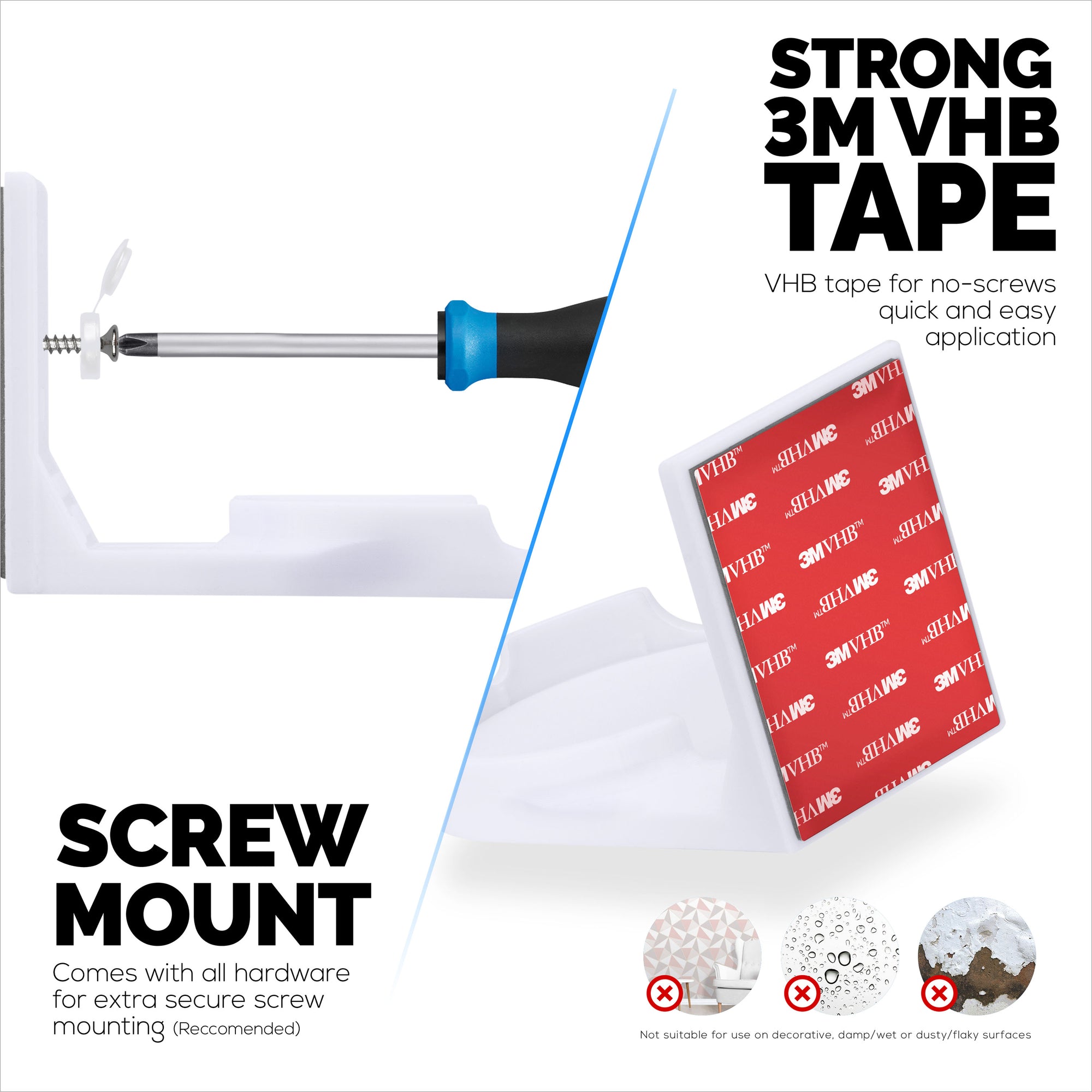 Wall Mount for Blurams A31 2K Security Camera, Adhesive Security Camera Holder Bracket, Reduce Blind Spots &amp; Clutter, Adhesive &amp; Screw-In Mounting