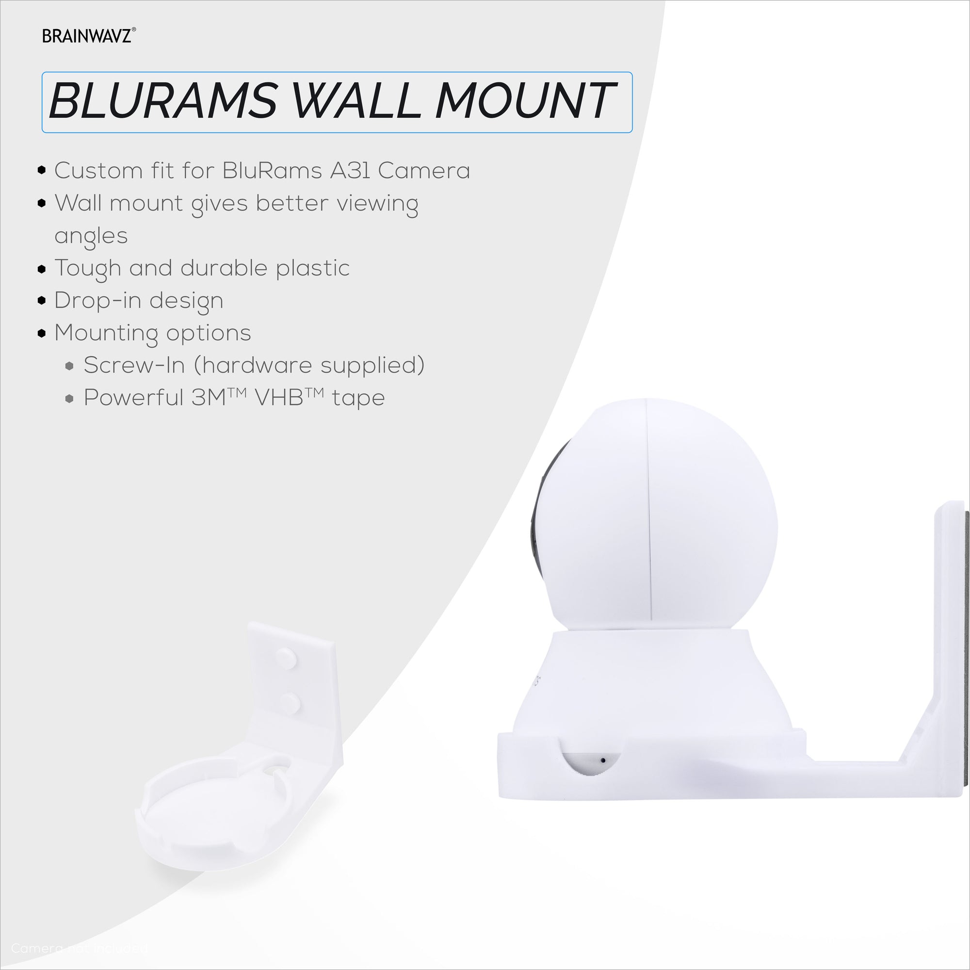 Wall Mount for Blurams A31 2K Security Camera, Adhesive Security Camera Holder Bracket, Reduce Blind Spots &amp; Clutter, Adhesive &amp; Screw-In Mounting