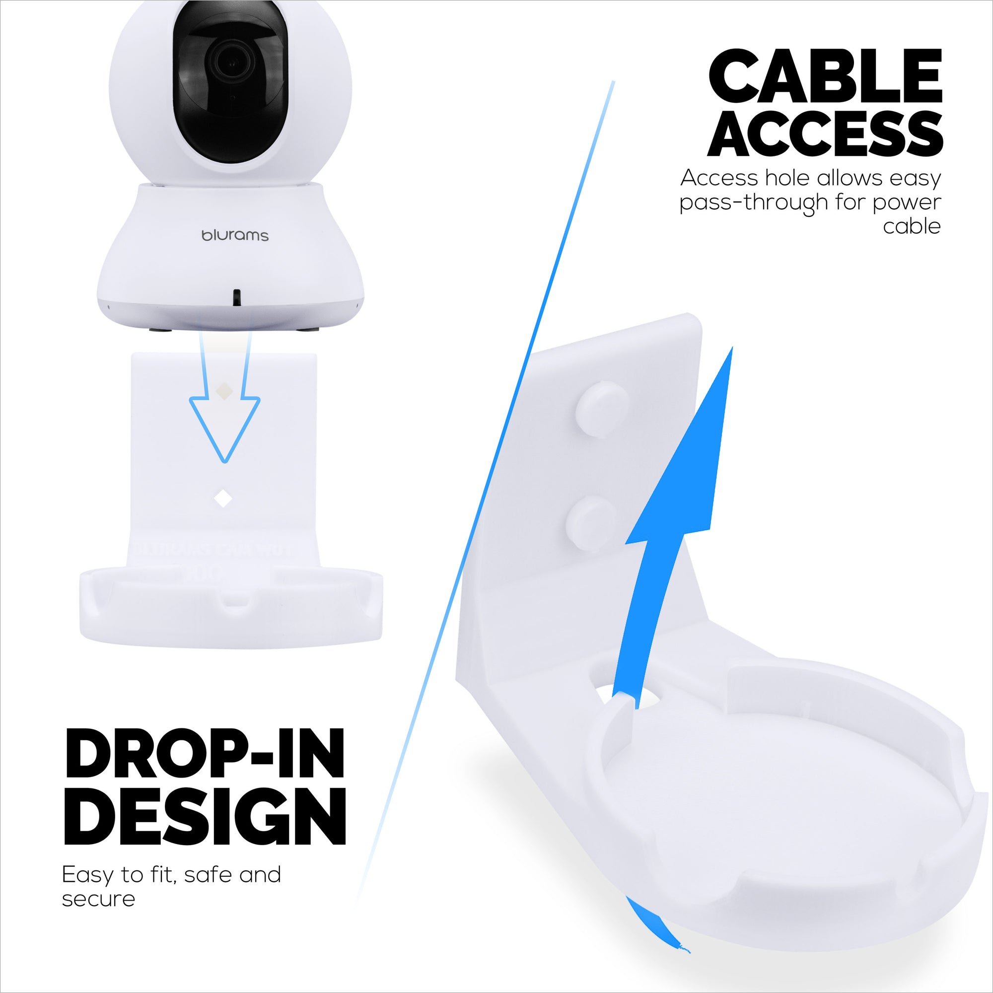 Wall Mount for Blurams A31 2K Security Camera, Adhesive Security Camera Holder Bracket, Reduce Blind Spots &amp; Clutter, Adhesive &amp; Screw-In Mounting