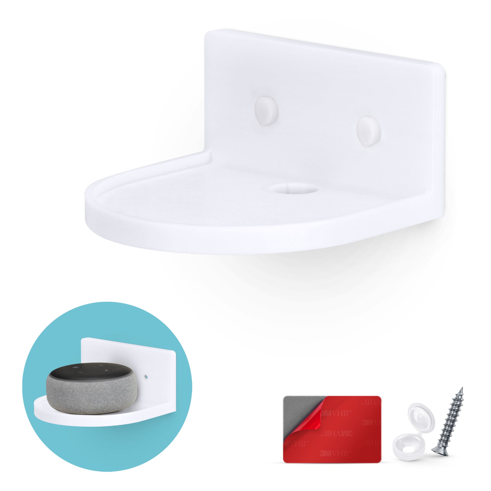 5” Small Floating Shelf, Adhesive & Screw In, For Bluetooth Speakers, Cameras, Plants, Books, Toys & More, Universal Shelves, Easy to Install (SHELF CF2105 White)