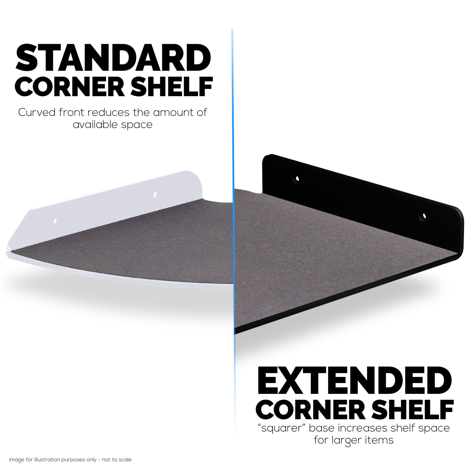 2-Pack 10” Corner Floating Shelf for Speakers, Books, Decor, Plants, Cameras, Photos, Kitchen, Bathroom, Routers &amp; More Universal Small Holder Acrylic Wall Shelves