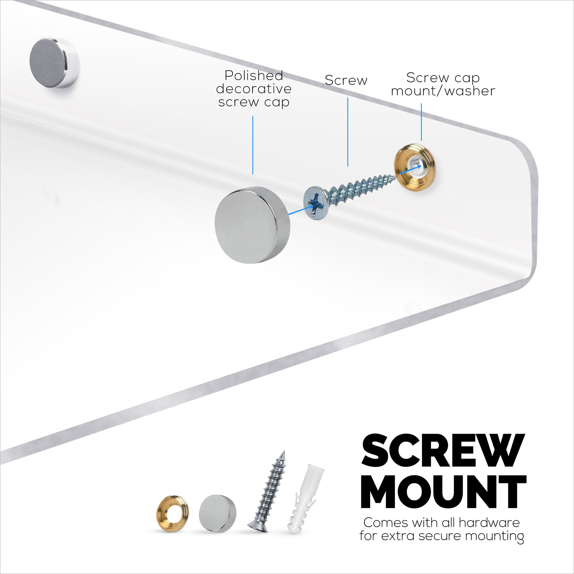 2-Pack 10” Corner Floating Shelf for Speakers, Books, Decor, Plants, Cameras, Photos, Kitchen, Bathroom, Routers &amp; More Universal Small Holder Acrylic Wall Shelves