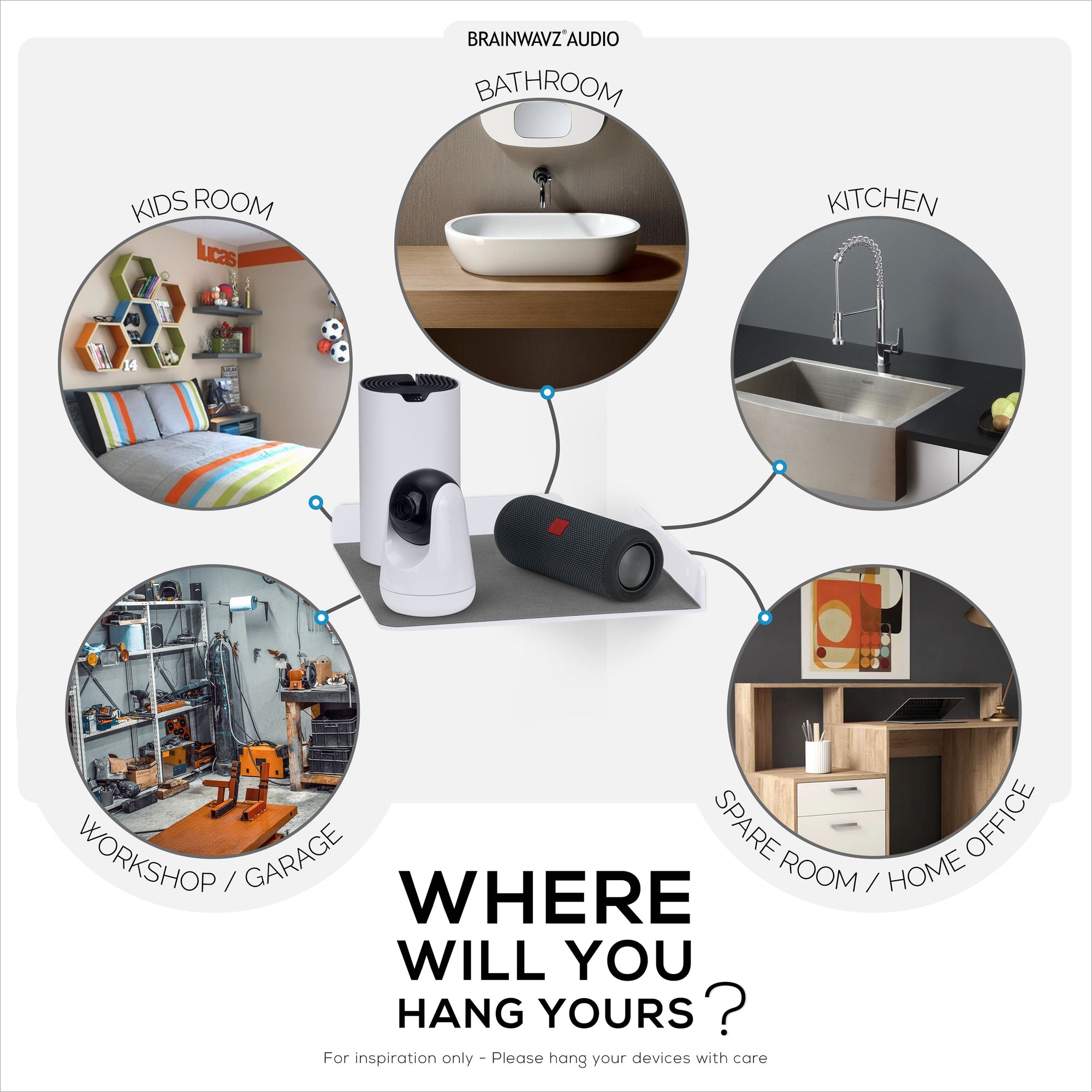 2-Pack 10” Corner Floating Shelf for Speakers, Books, Decor, Plants, Cameras, Photos, Kitchen, Bathroom, Routers &amp; More Universal Small Holder Acrylic Wall Shelves