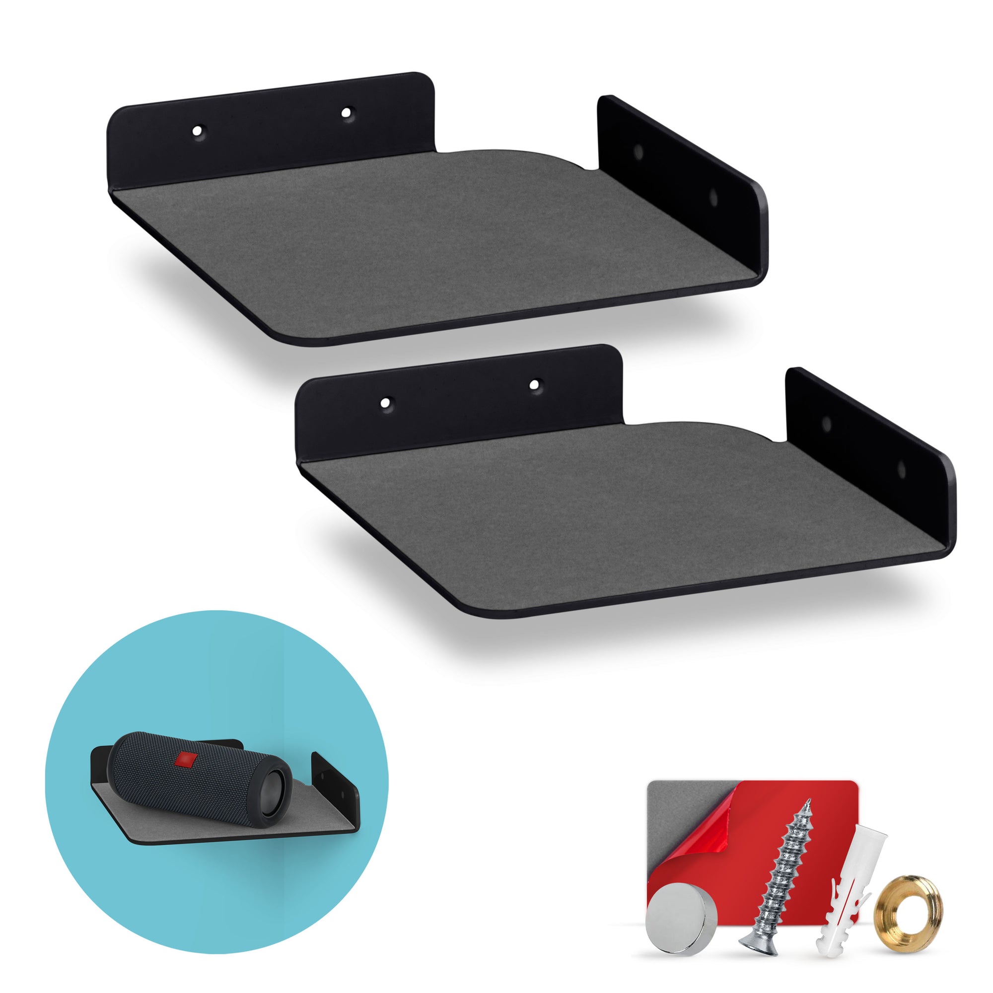 2-Pack 8” Corner Floating Shelf for Speakers, Books, Decor, Plants, Cameras, Photos, Kitchen, Bathroom, Routers &amp; More Universal Small Holder Acrylic Wall Shelves