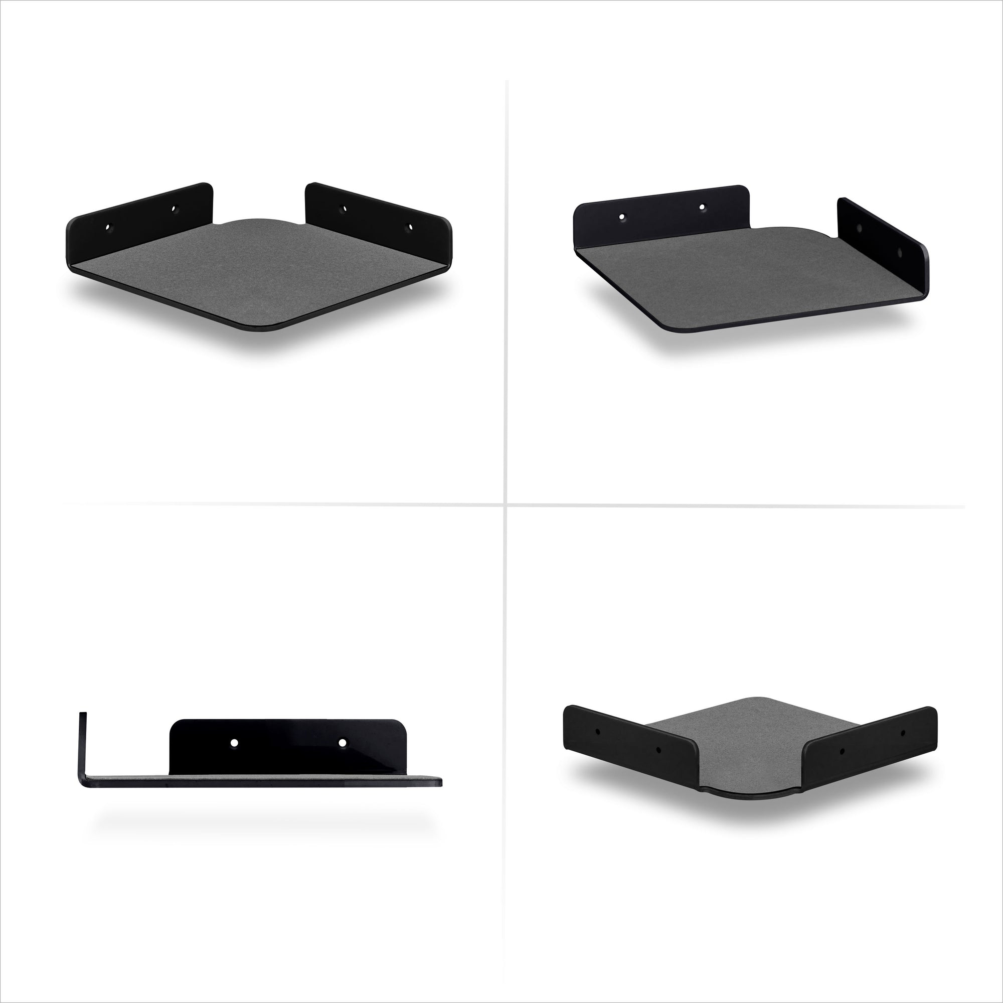 2-Pack 8” Corner Floating Shelf for Speakers, Books, Decor, Plants, Cameras, Photos, Kitchen, Bathroom, Routers &amp; More Universal Small Holder Acrylic Wall Shelves