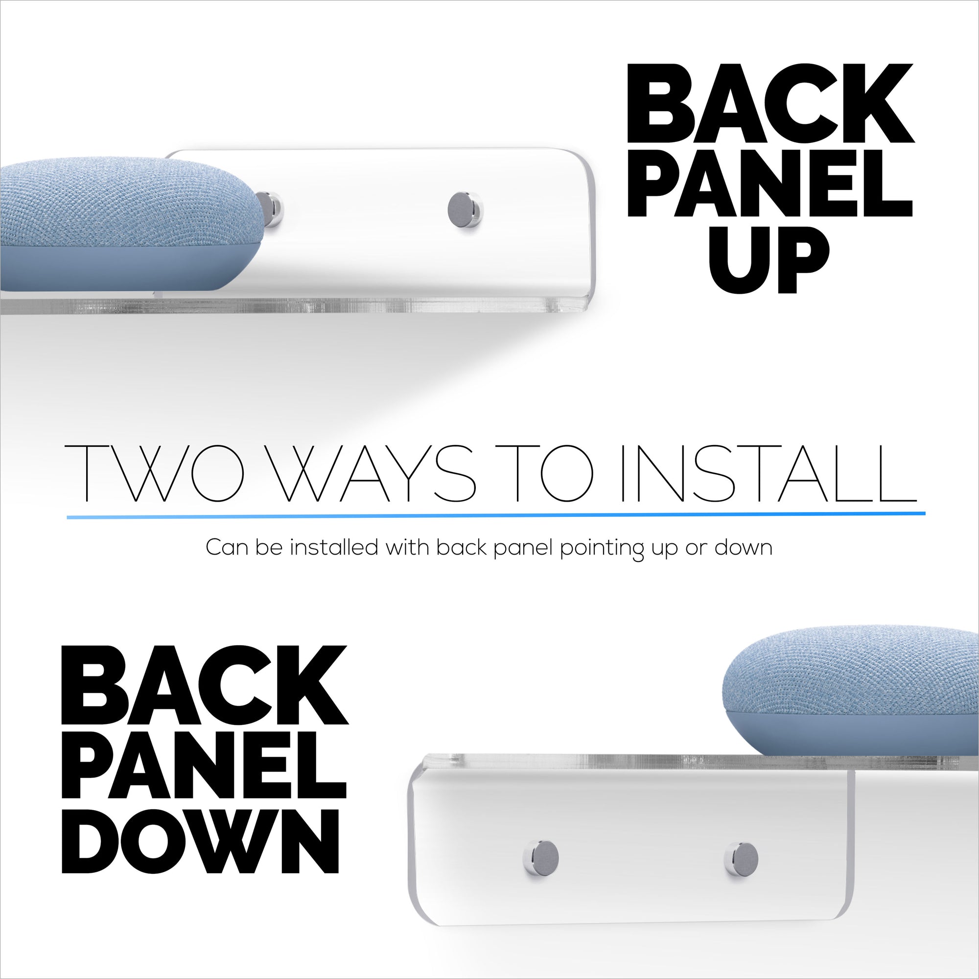 2-Pack 8” Corner Floating Shelf for Speakers, Books, Decor, Plants, Cameras, Photos, Kitchen, Bathroom, Routers &amp; More Universal Small Holder Acrylic Wall Shelves