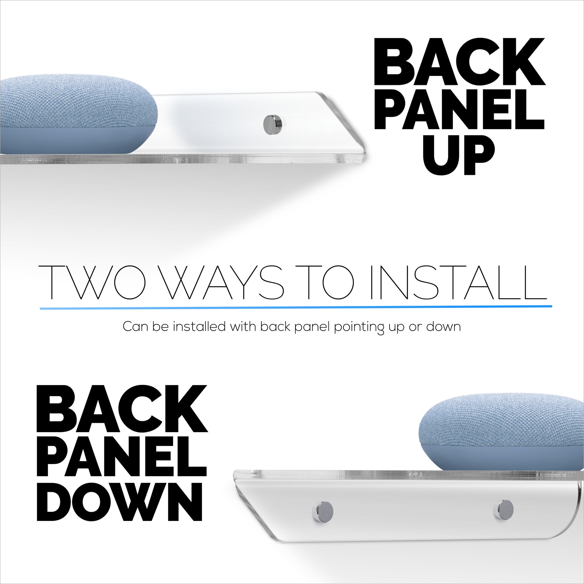 2-Pack 8.5” Small Corner Shelf Wall Mount for Baby Monitors, Cameras, Speakers, Sonos, Decor, Plants, Photos, Kitchen, Bathroom, Routers, Cable Box &amp; More Universal Holder Acrylic Floating Shelves