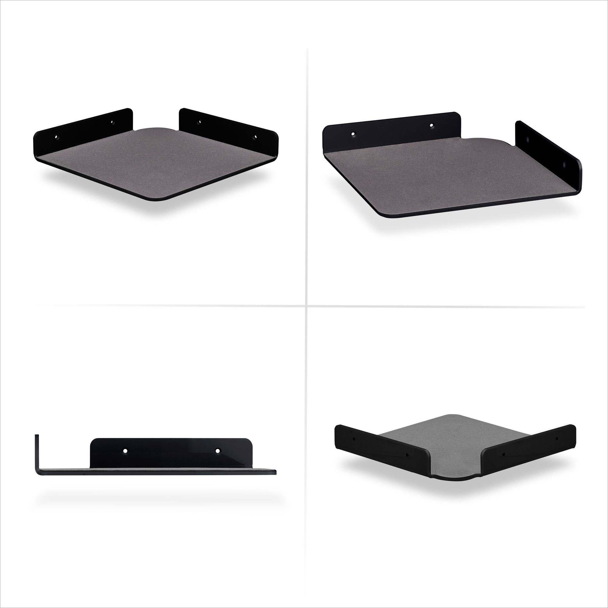 2-Pack 9.5” Small Corner Shelf Wall Mount for Baby Monitors, Cameras, Speakers, Sonos, Decor, Plants, Photos, Kitchen, Bathroom, Routers, Cable Box &amp; More Universal Holder Acrylic Floating Shelves