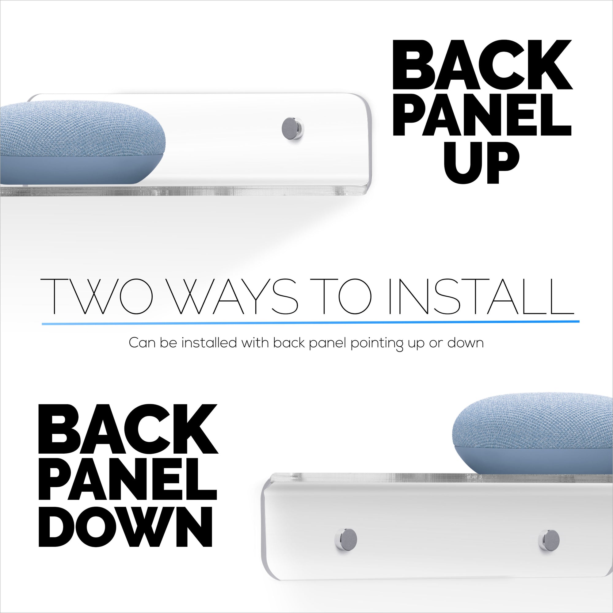 2-Pack 9.5” Small Corner Shelf Wall Mount for Baby Monitors, Cameras, Speakers, Sonos, Decor, Plants, Photos, Kitchen, Bathroom, Routers, Cable Box &amp; More Universal Holder Acrylic Floating Shelves