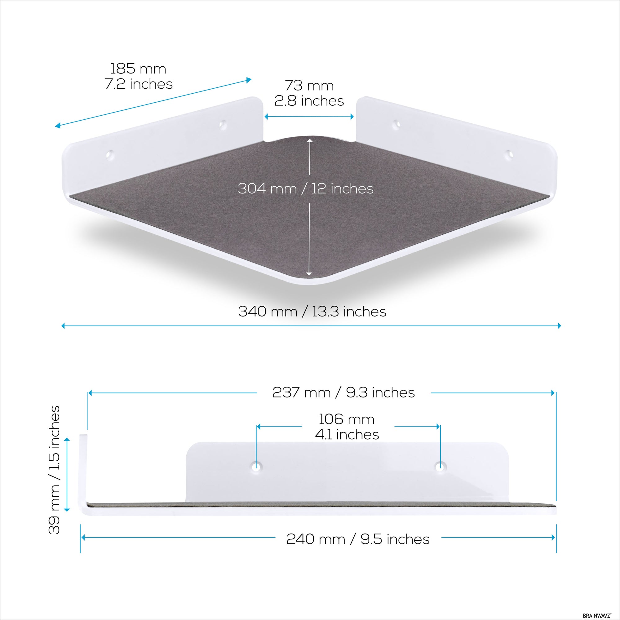 2-Pack 9.5” Small Corner Shelf Wall Mount for Baby Monitors, Cameras, Speakers, Sonos, Decor, Plants, Photos, Kitchen, Bathroom, Routers, Cable Box &amp; More Universal Holder Acrylic Floating Shelves