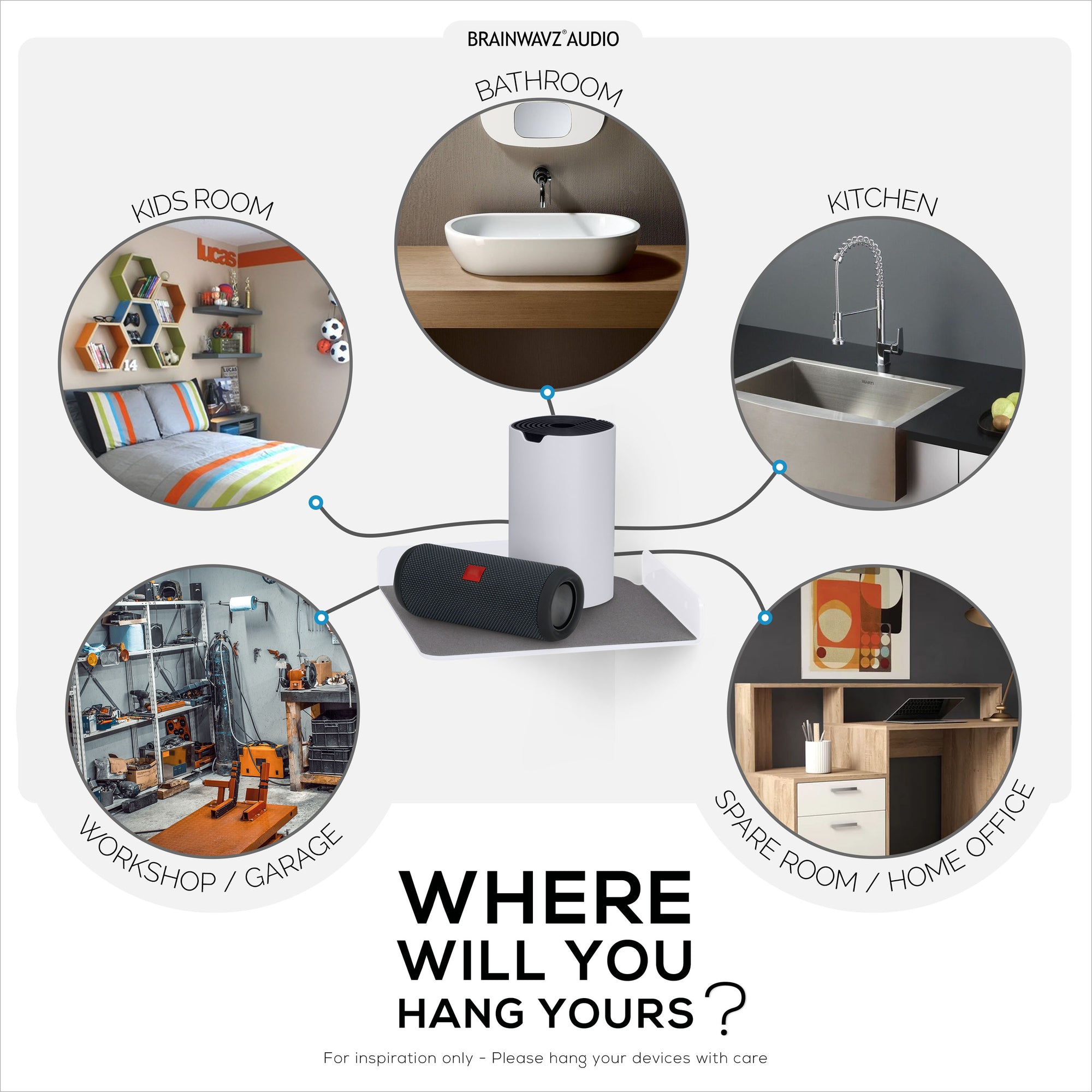 2-Pack 9.5” Small Corner Shelf Wall Mount for Baby Monitors, Cameras, Speakers, Sonos, Decor, Plants, Photos, Kitchen, Bathroom, Routers, Cable Box &amp; More Universal Holder Acrylic Floating Shelves