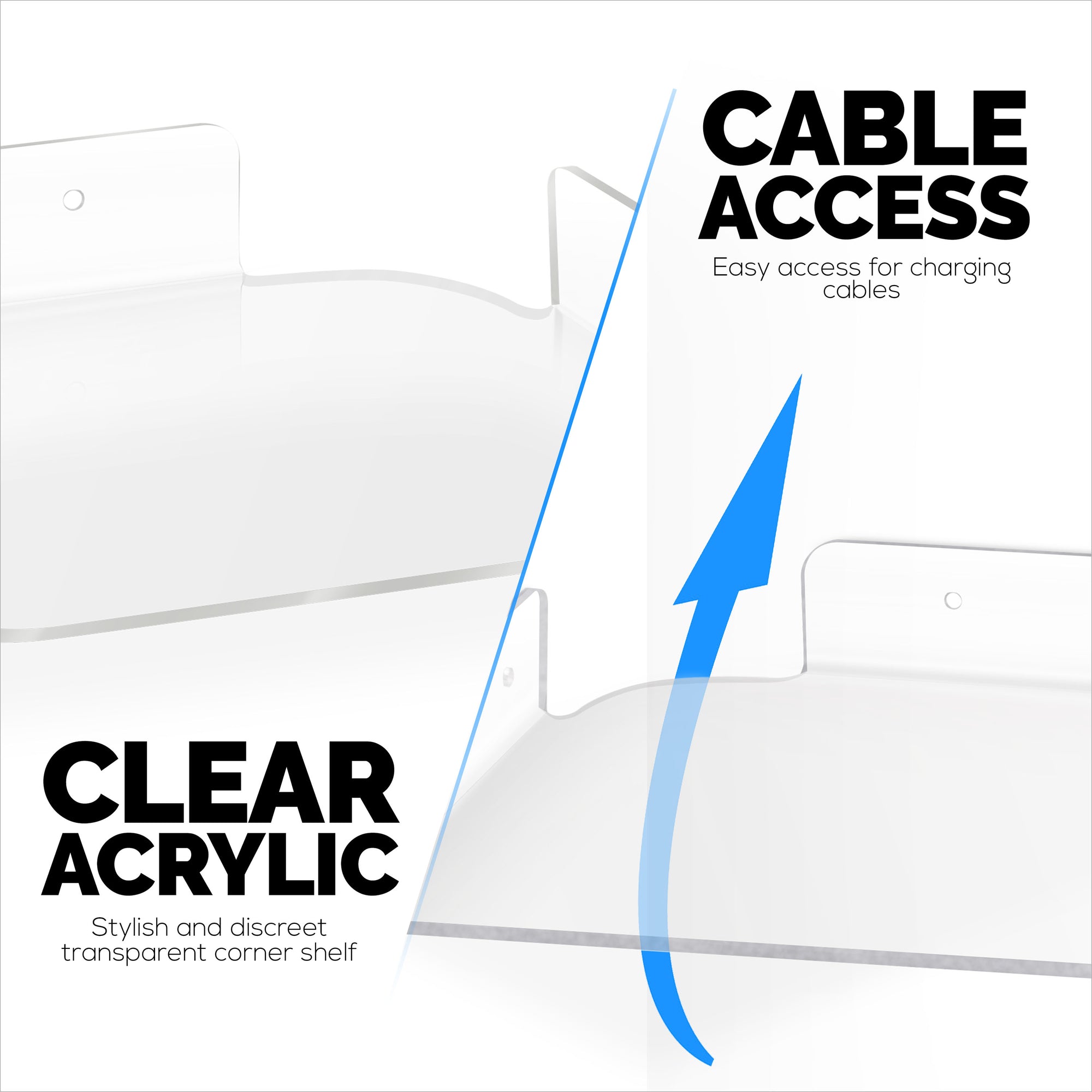 3-Pack Mixed Size Corner Shelf (8” 9.5” &amp; 10”) for Speakers, Books, Decor, Plants, Cameras, Photos, Kitchen, Bathroom, Routers &amp; More Universal Small Holder Acrylic Wall Shelves