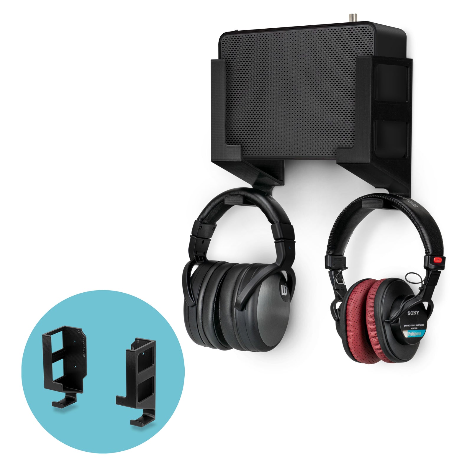 Vertical 3" Wall Mount And Headphone Hanger Holder, Adhesive & Screw-In for Laptops, Modem Router Mesh TV Cable Box, Network Switch & More