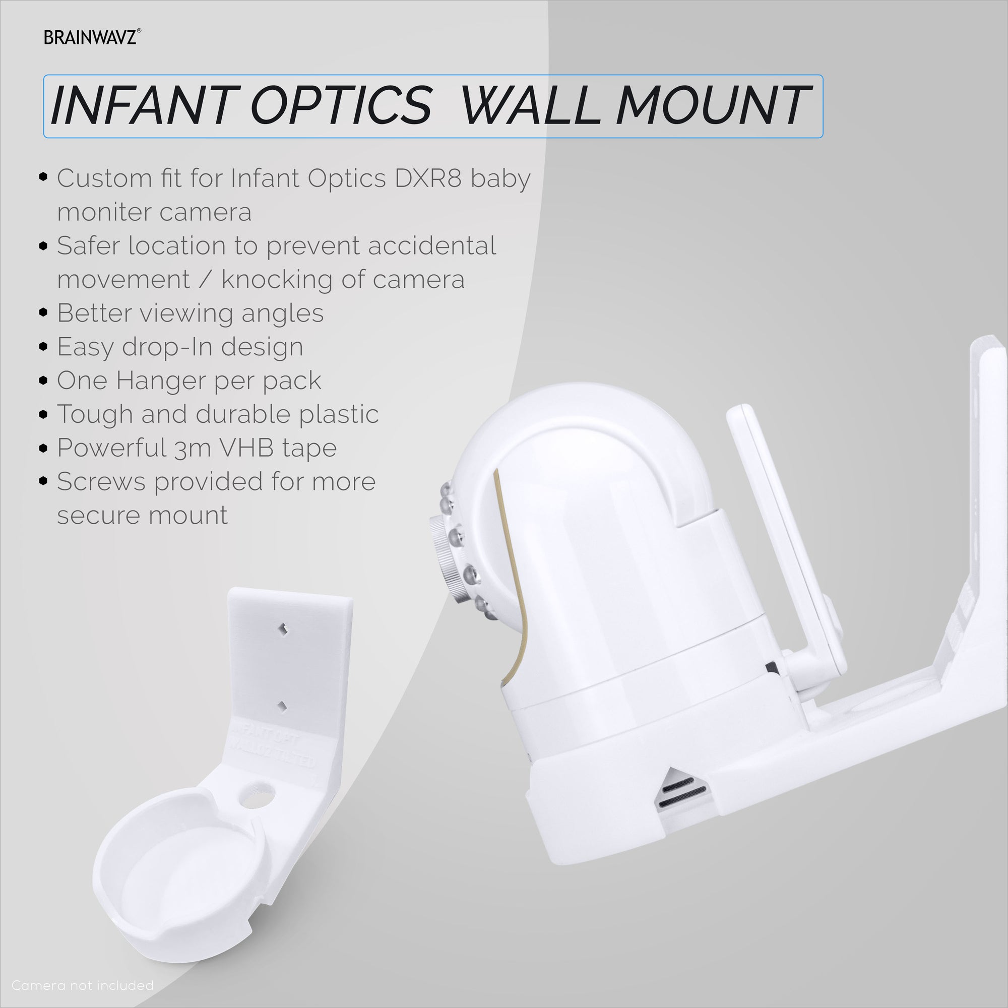 Infant Optics DXR8 & Pro Tilted Wall Mount Holder, Adhesive & ScrewIn