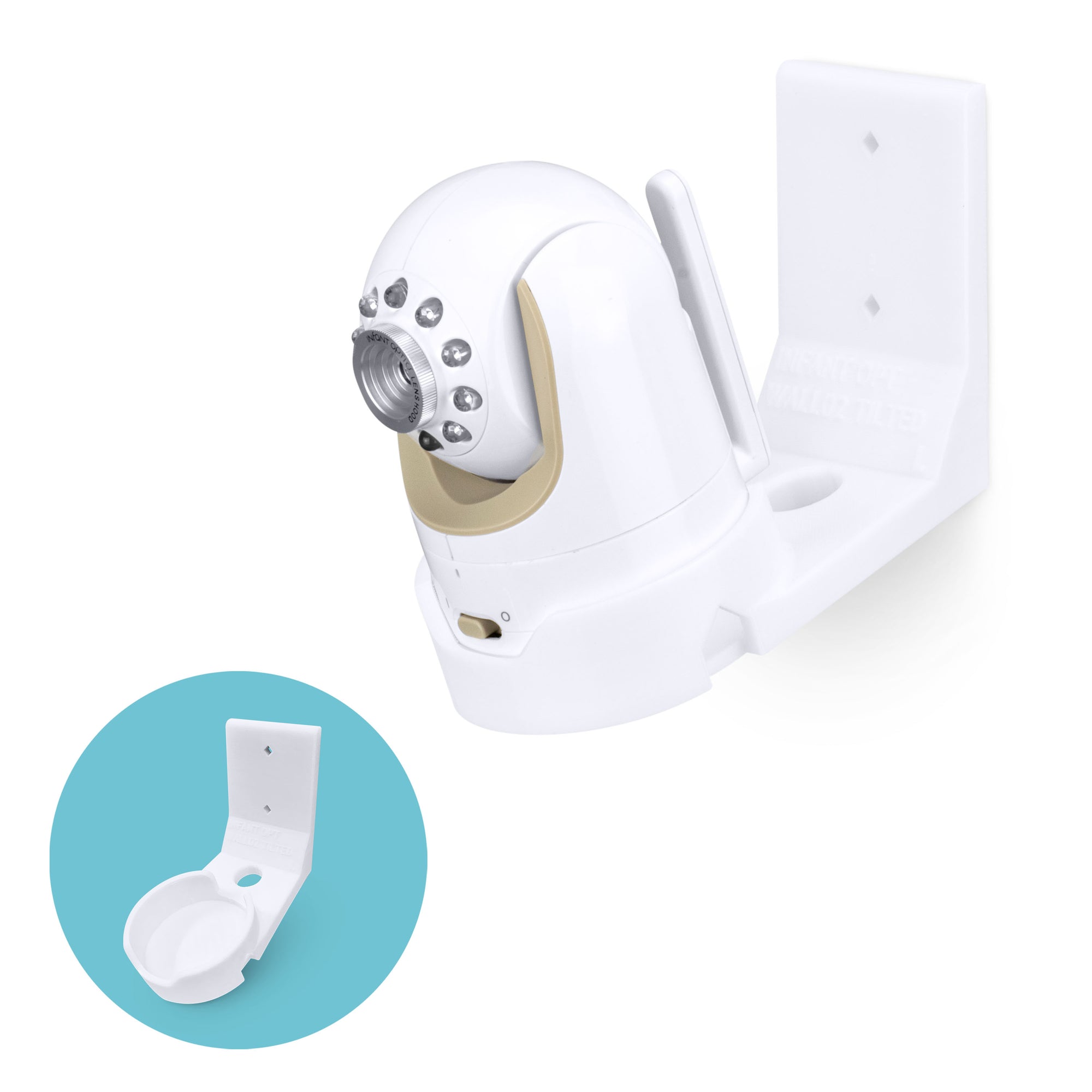 Infant Optics DXR8 & Pro Tilted Wall Mount Holder, Adhesive & Screw-In Holder, Easy to Install