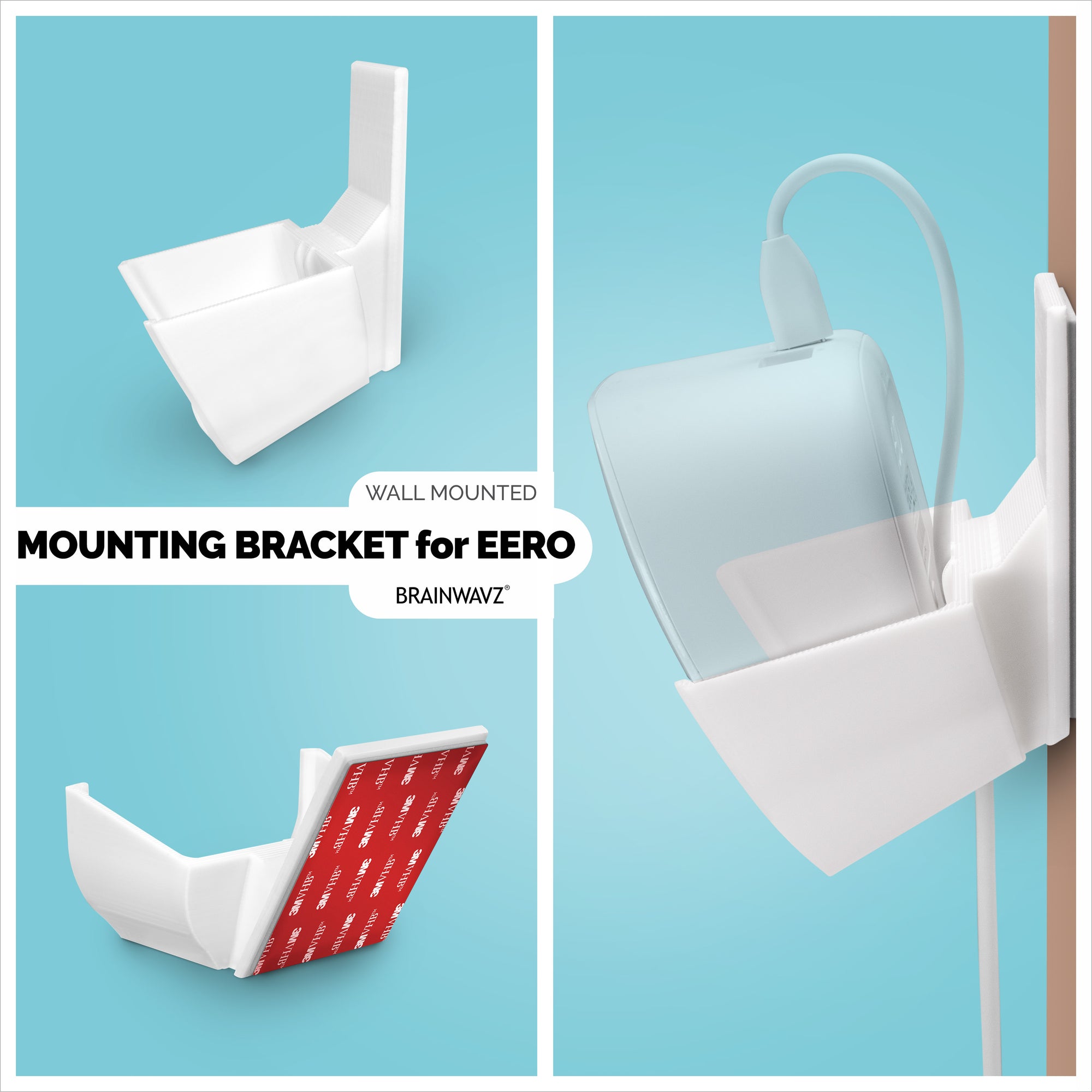 Eero Mesh WIFI Wall Mount Holder (02) - Easy To Install, No Screws