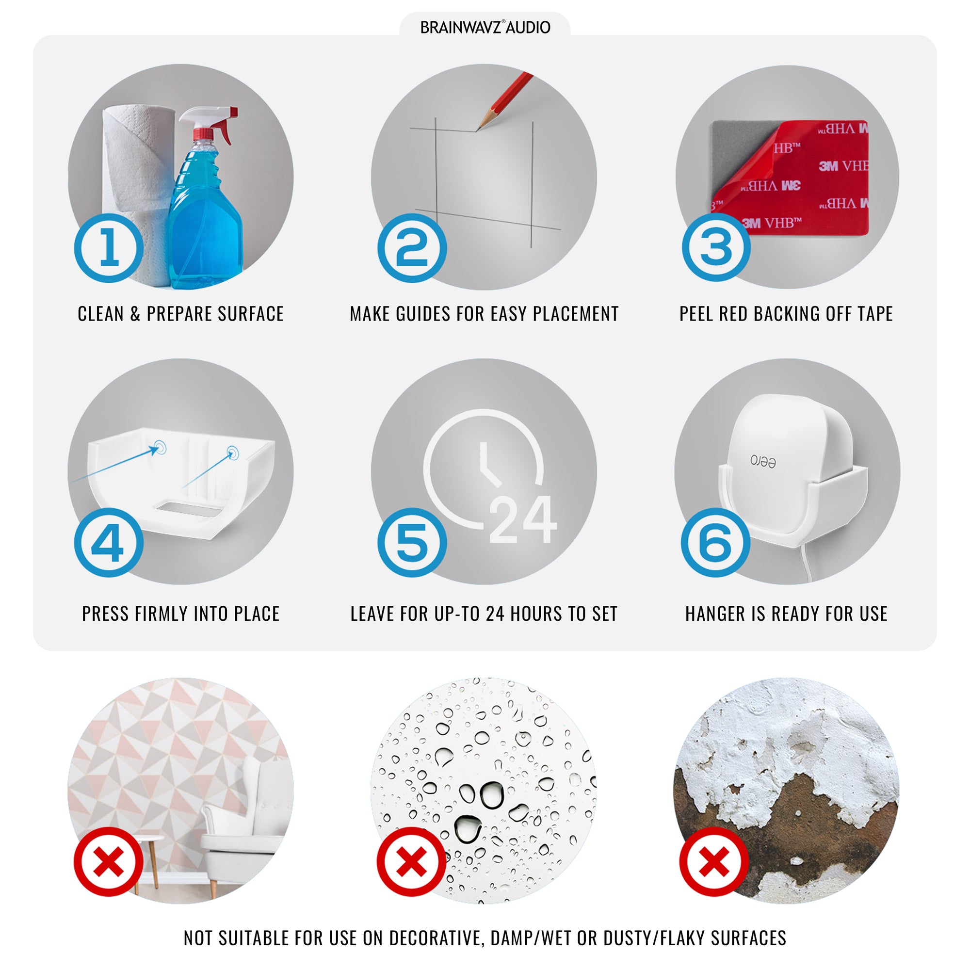 Eero Mesh WIFI Wall Mount Holder (02) - Easy To Install, No Screws and Mess (Not Compatible with Eero 6/Pro/Pro 6/Beacon)