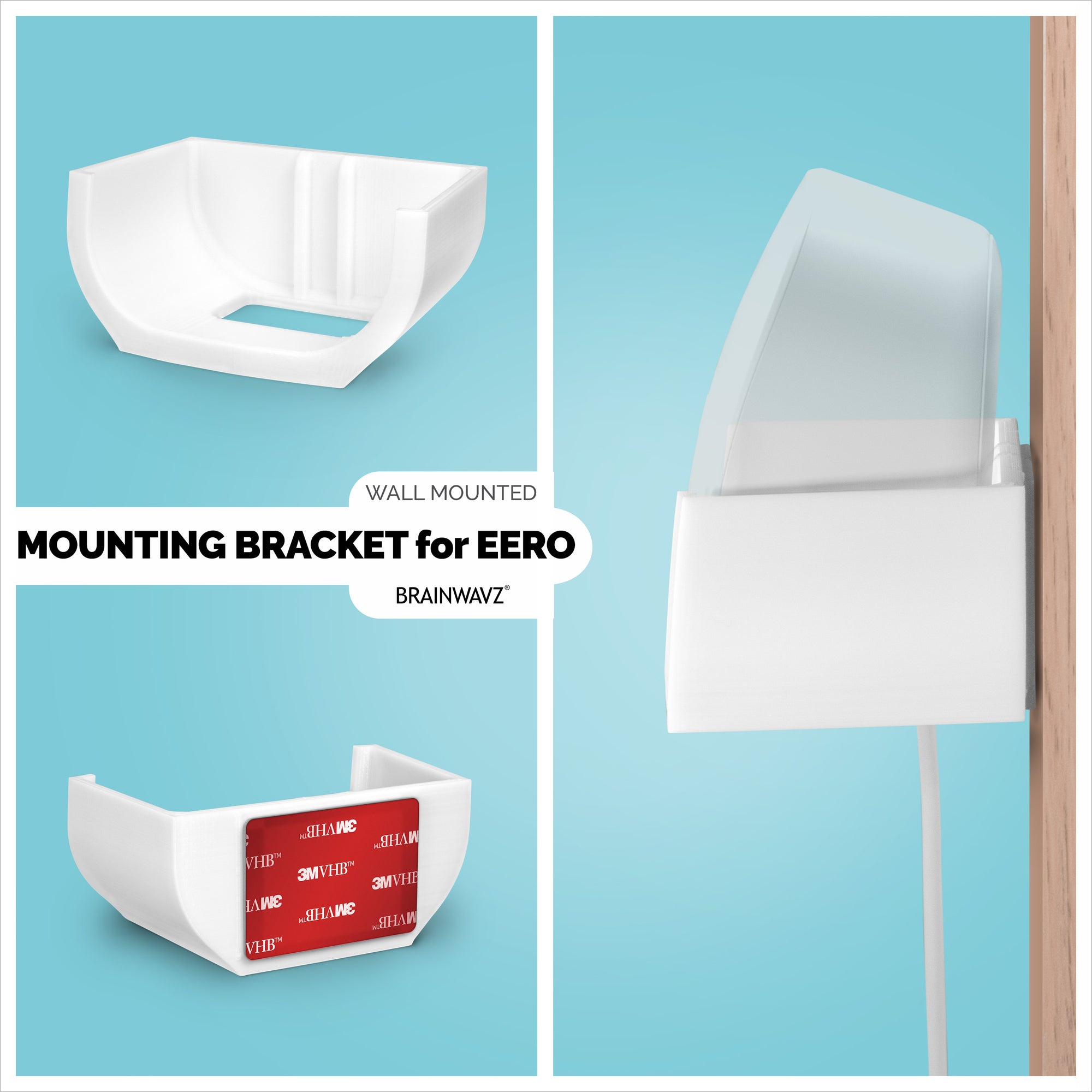 Eero Mesh WIFI Wall Mount Holder (02) - Easy To Install, No Screws and Mess (Not Compatible with Eero 6/Pro/Pro 6/Beacon)