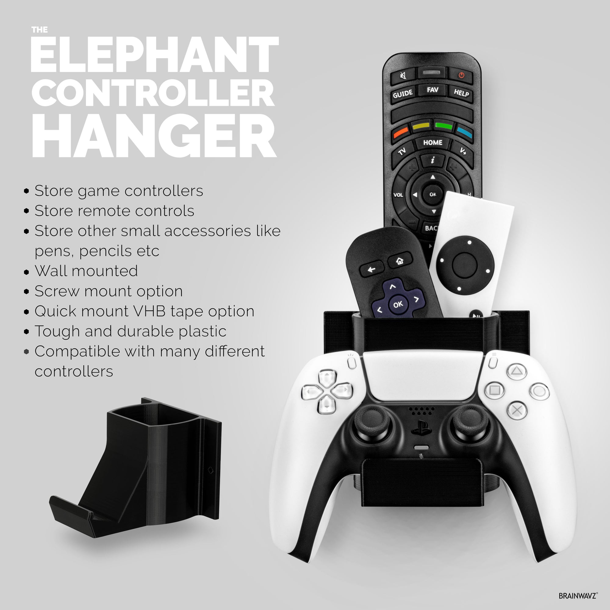 The Elephant - Mando de juego y soporte de montaje en pared para mando a  distancia de TV, - Brainwavz Audio