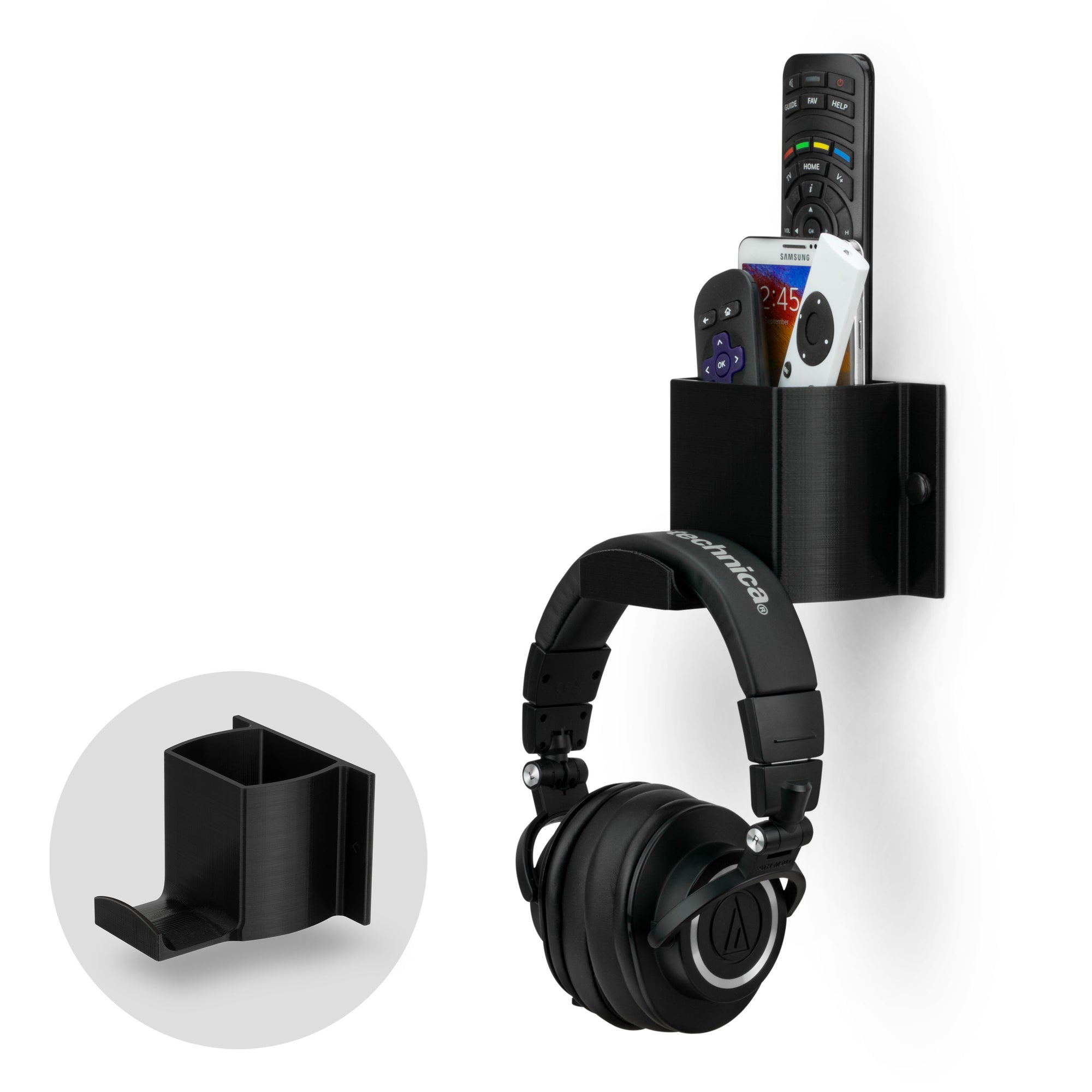 Elephant HP Headphone & TV Remote Control Wall Mount Holder / Phone, Accessories Storage Organiser, Universal Headset Hanger