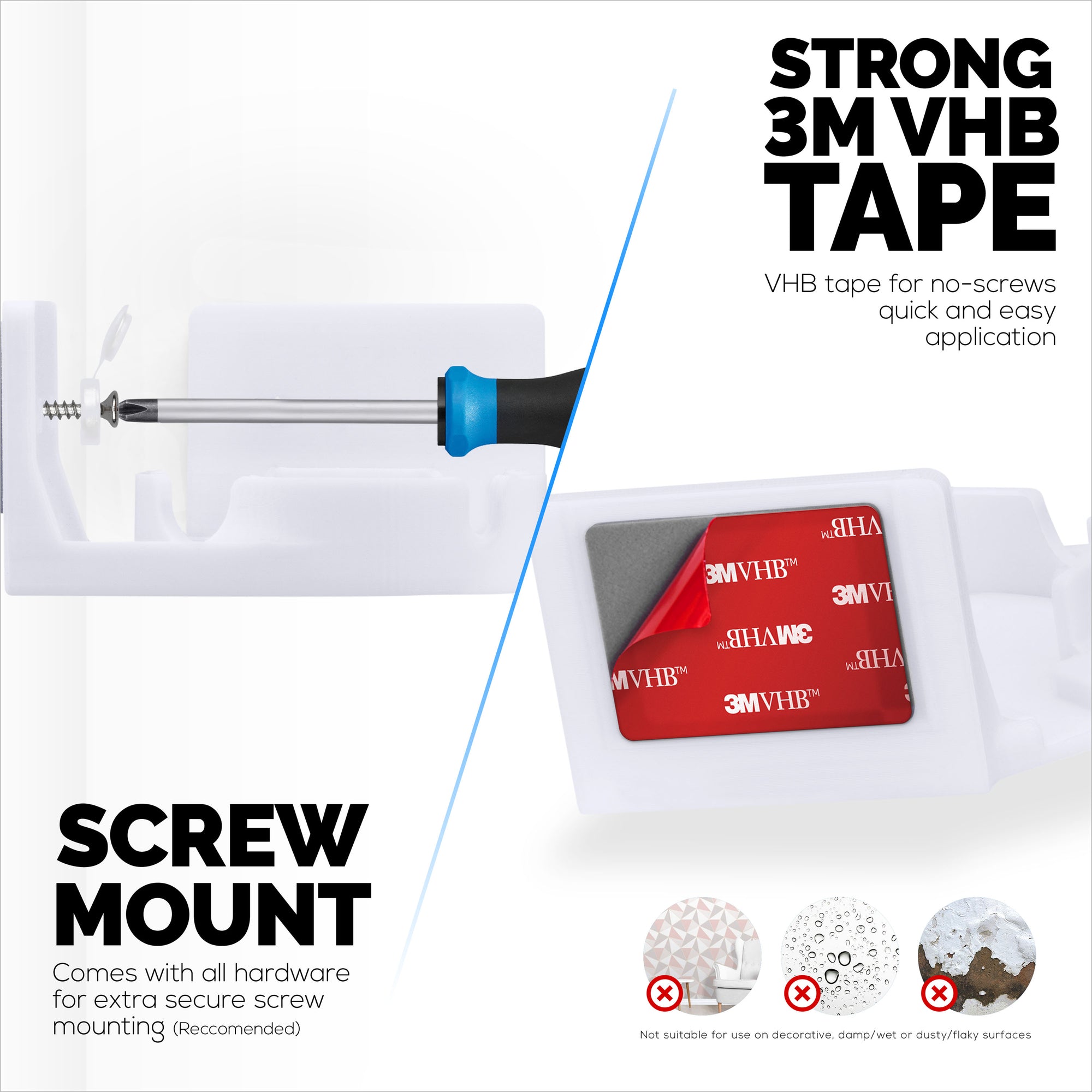 Corner Wall Mount Eufy T8410X (IndoorCam E220 / S220),  Adhesive Security Camera Holder Bracket, Reduce Blind Spots &amp; Clutter, Adhesive &amp; Screw-In Mounting